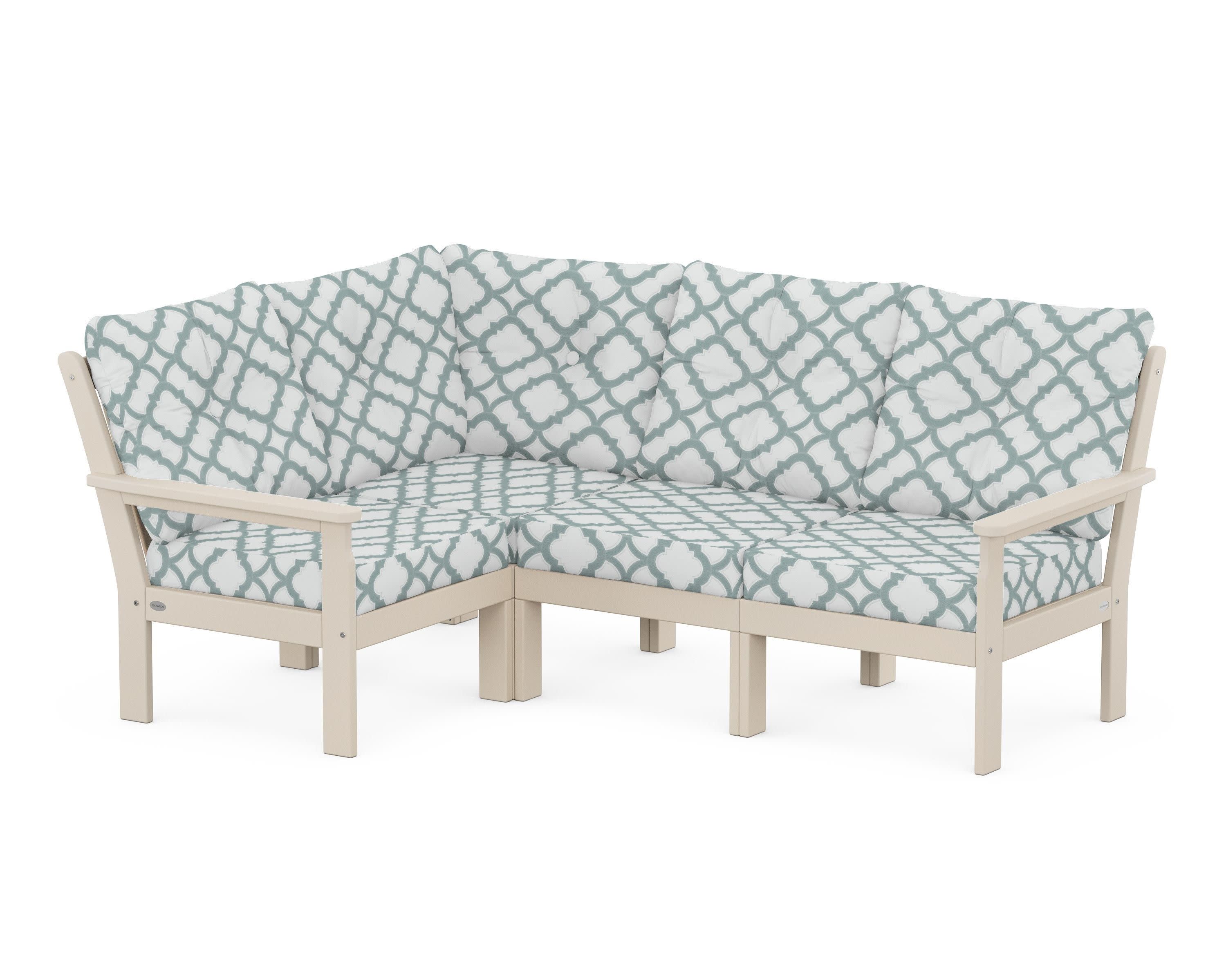 Vineyard 4-Piece Sectional in Sand / Trellis Glacier Spa