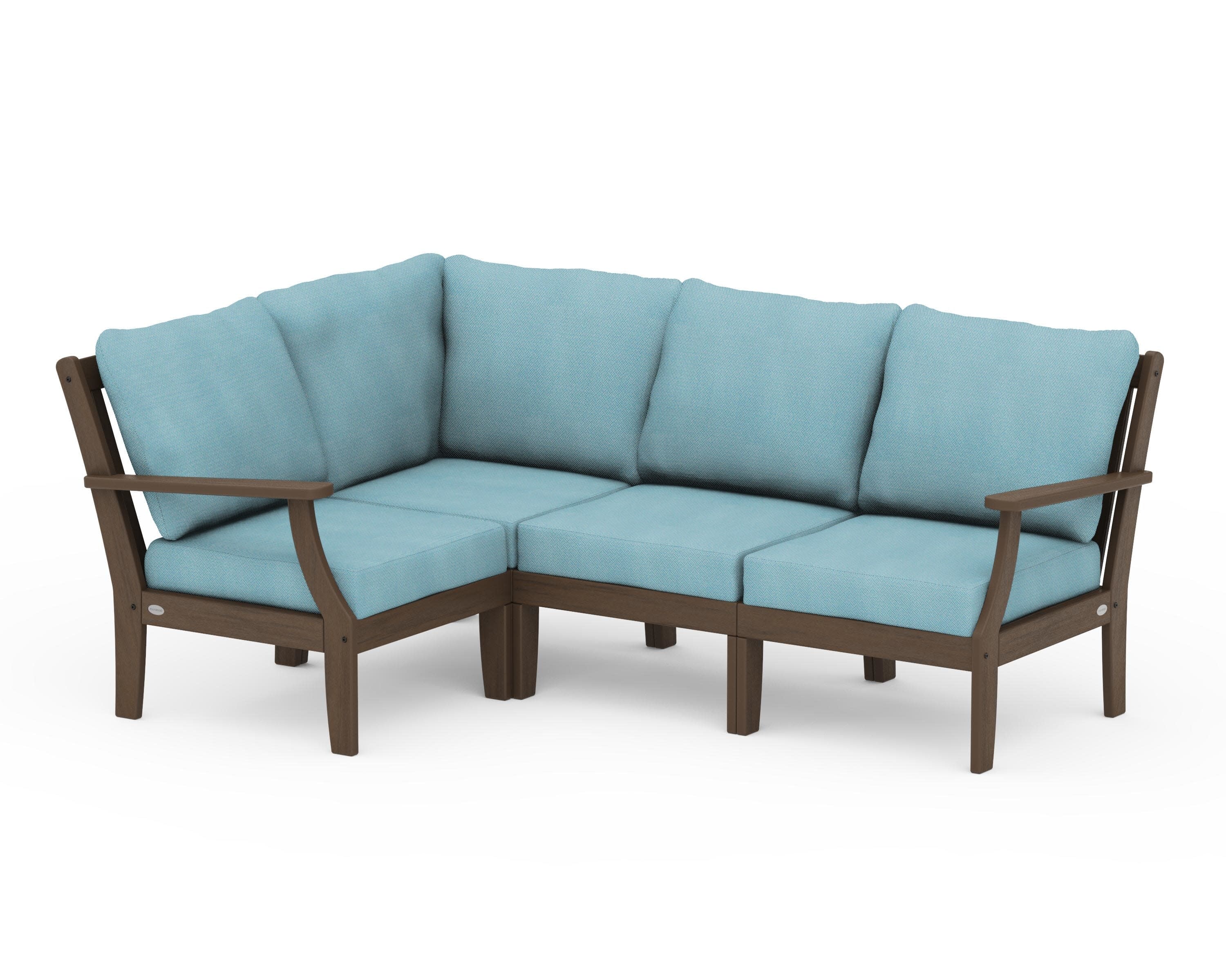 Braxton Modular 4-Piece Deep Seating Set in Kona / Lattice Sky Blue