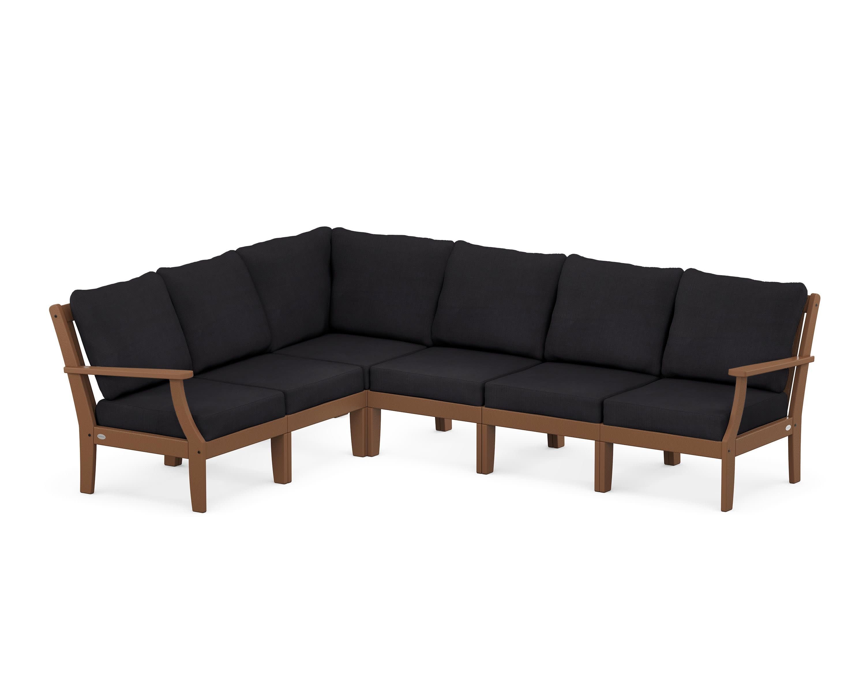 Braxton Modular 6-Piece Deep Seating Set in Teak / Midnight Linen