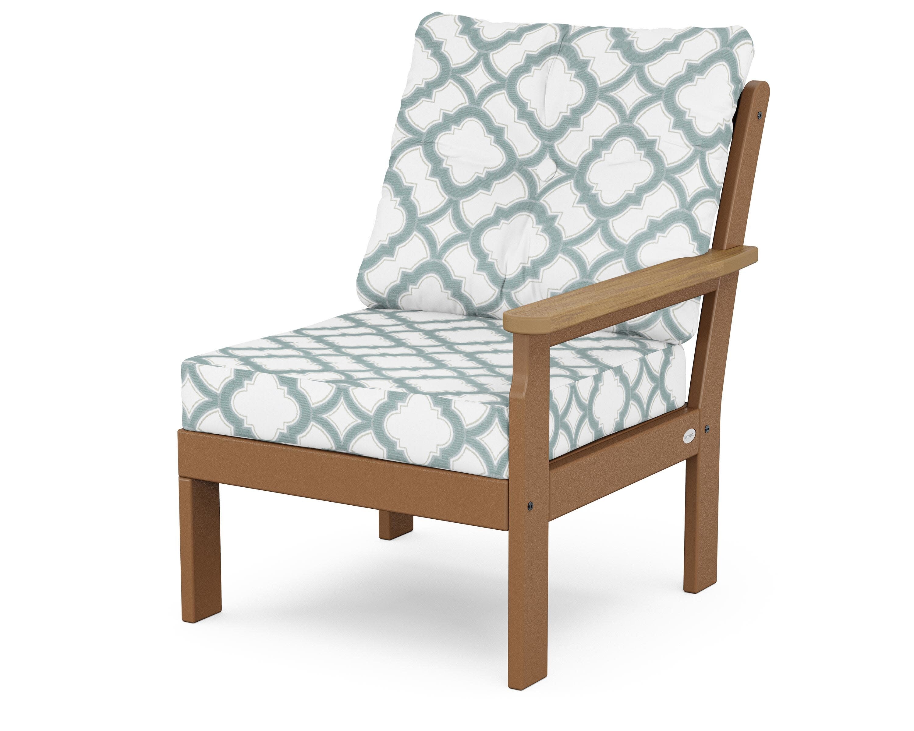 Vineyard Modular Right Arm Chair in Teak / Natural / Trellis Glacier Spa