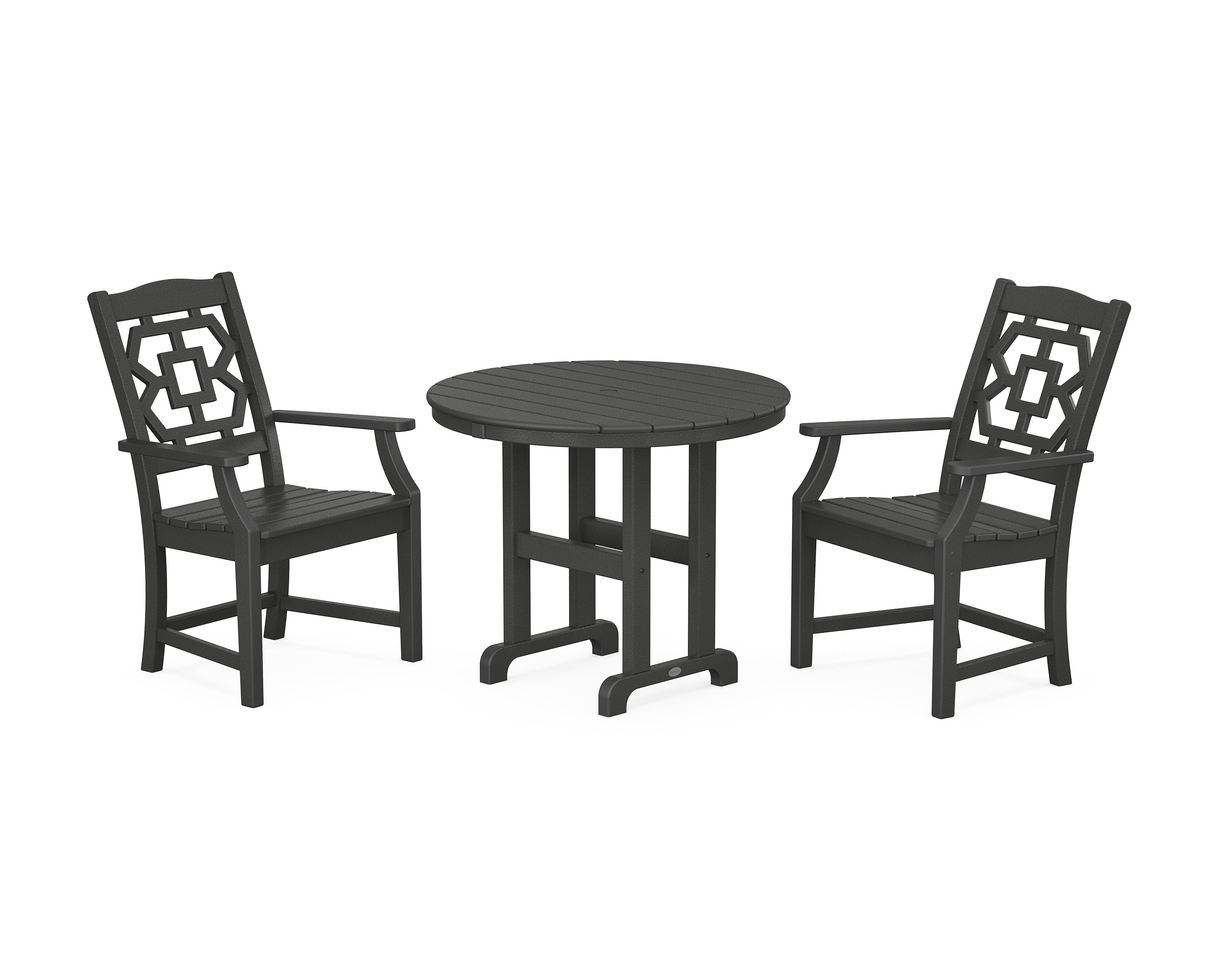 Chinoiserie 3-Piece Farmhouse Dining Set in Black