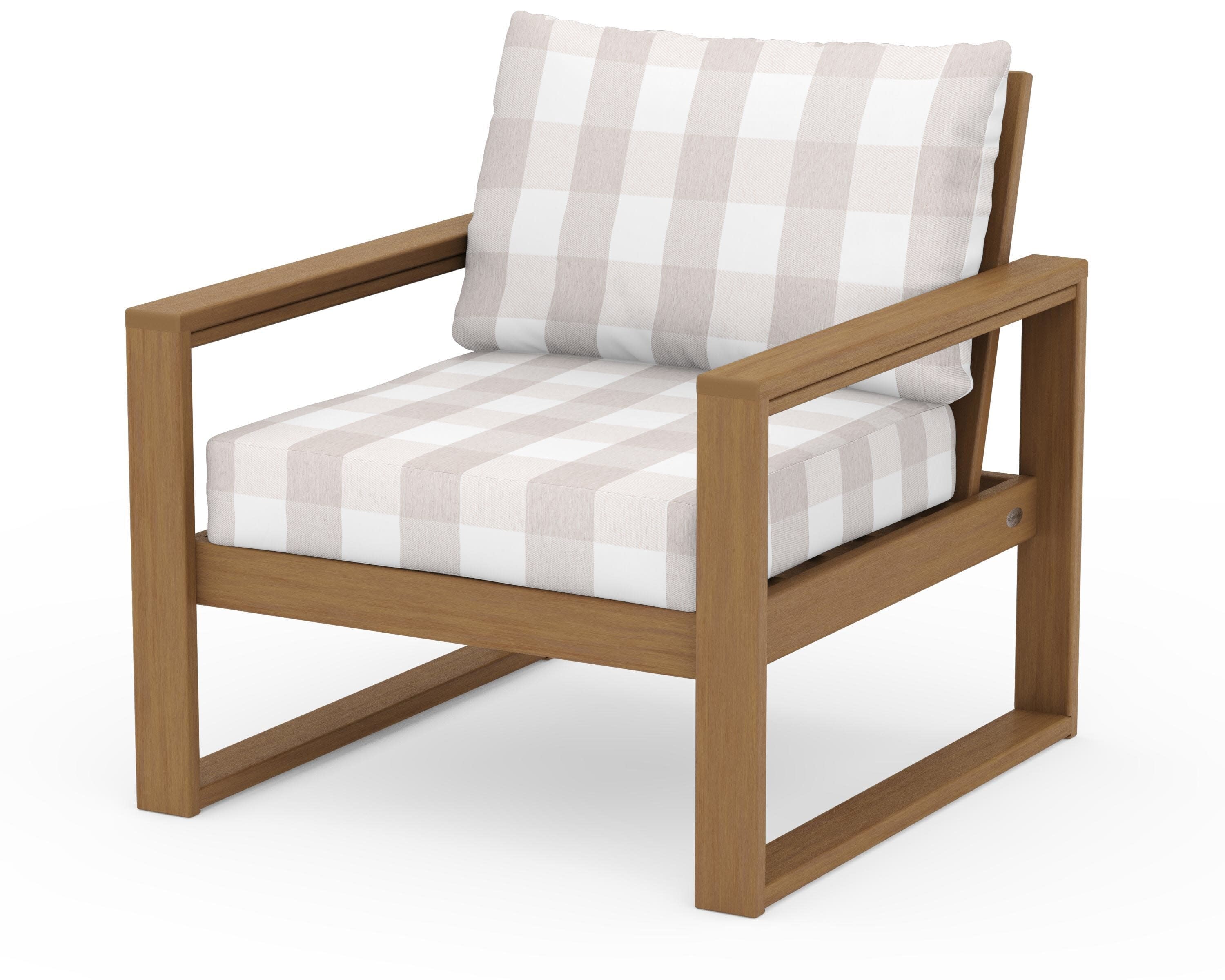EDGE Club Chair in Natural / Buffalo Plaid Dune Burlap