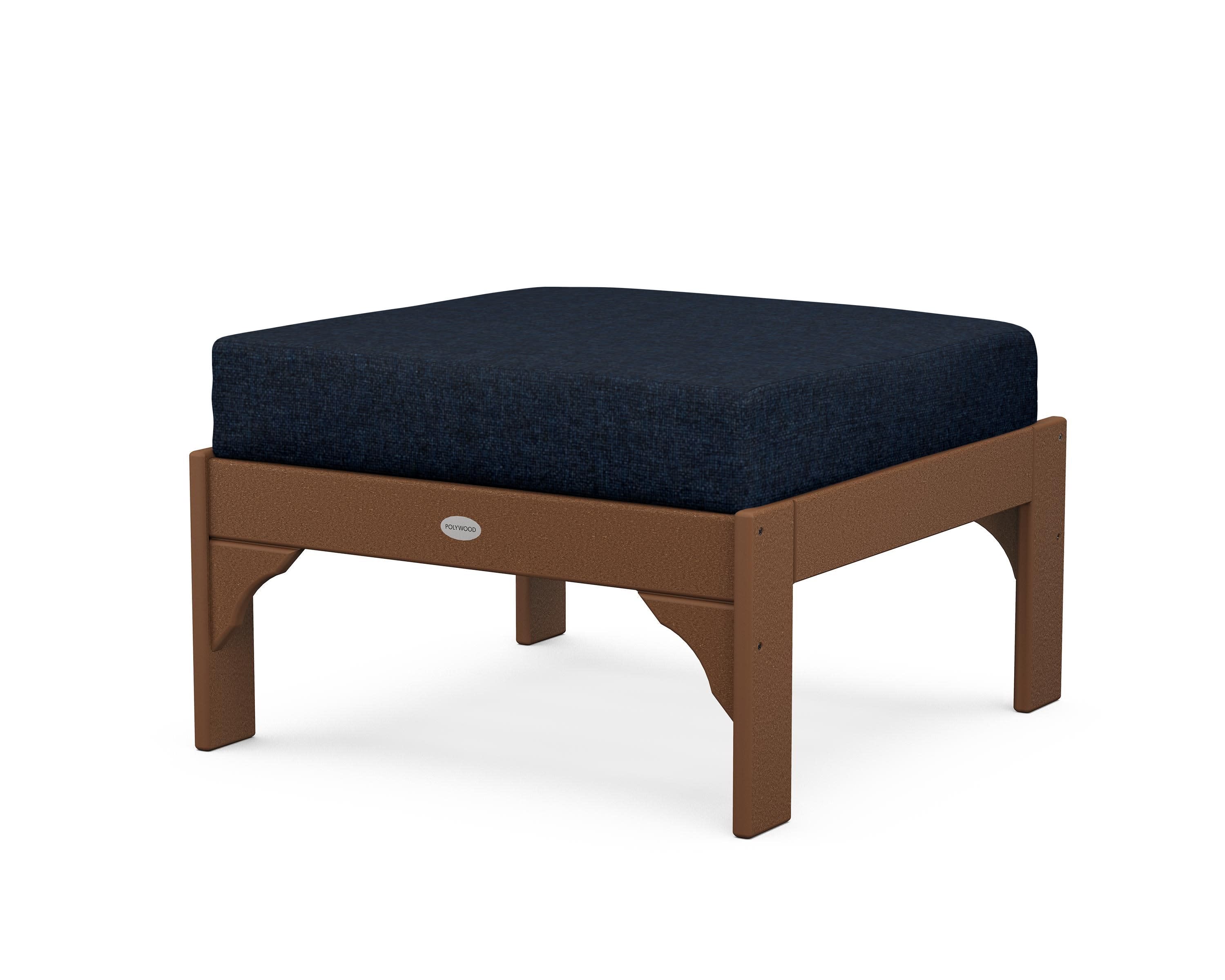 Vineyard Deep Seating Ottoman in Teak / Marine Indigo