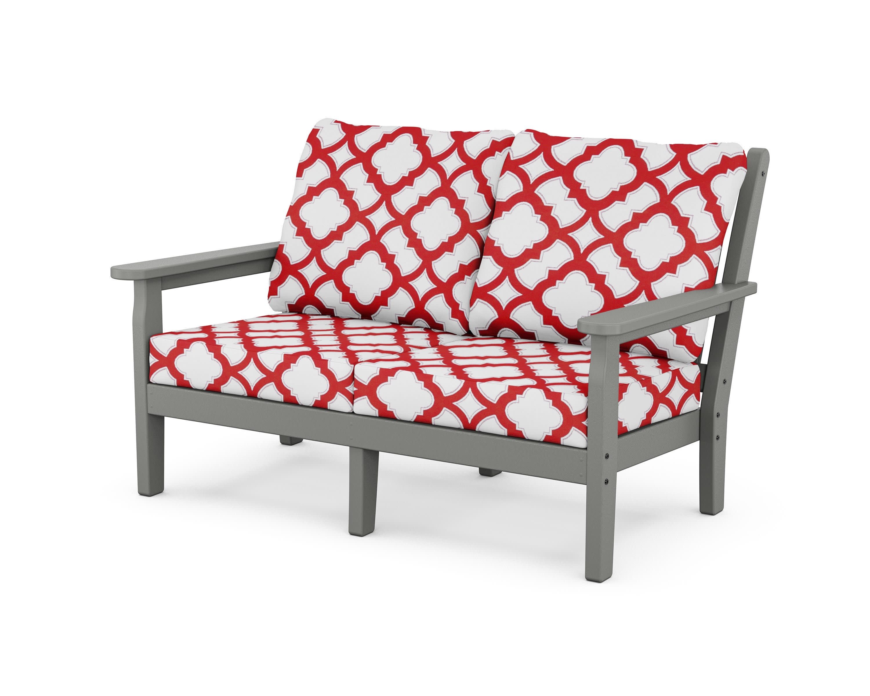 Chippendale Deep Seating Loveseat in Slate Grey / Trellis Crimson