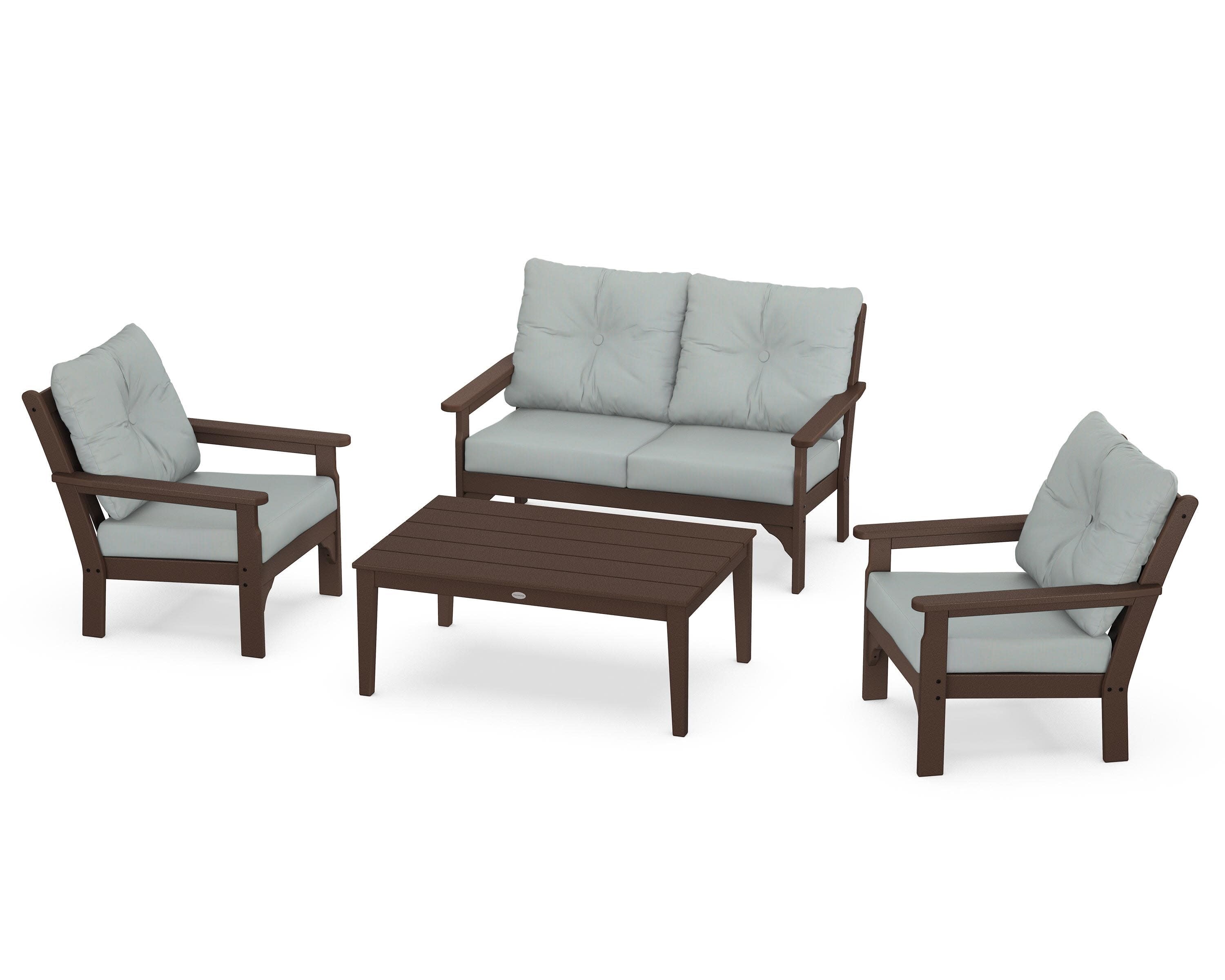 Vineyard 4-Piece Deep Seating Set in Mahogany / Spa