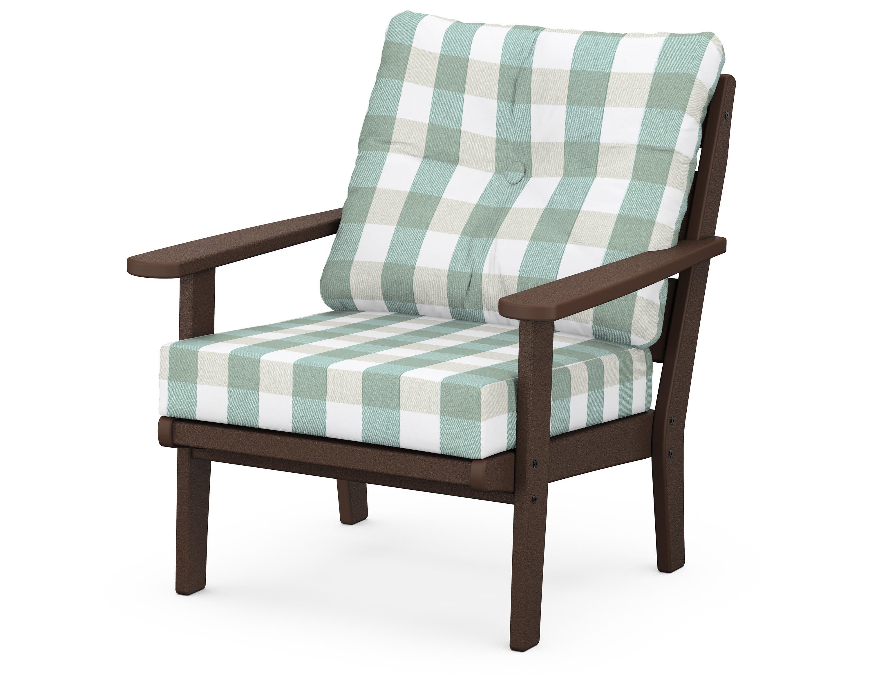 Lakeside Deep Seating Chair in Mahogany / Buffalo Plaid Glacier Spa