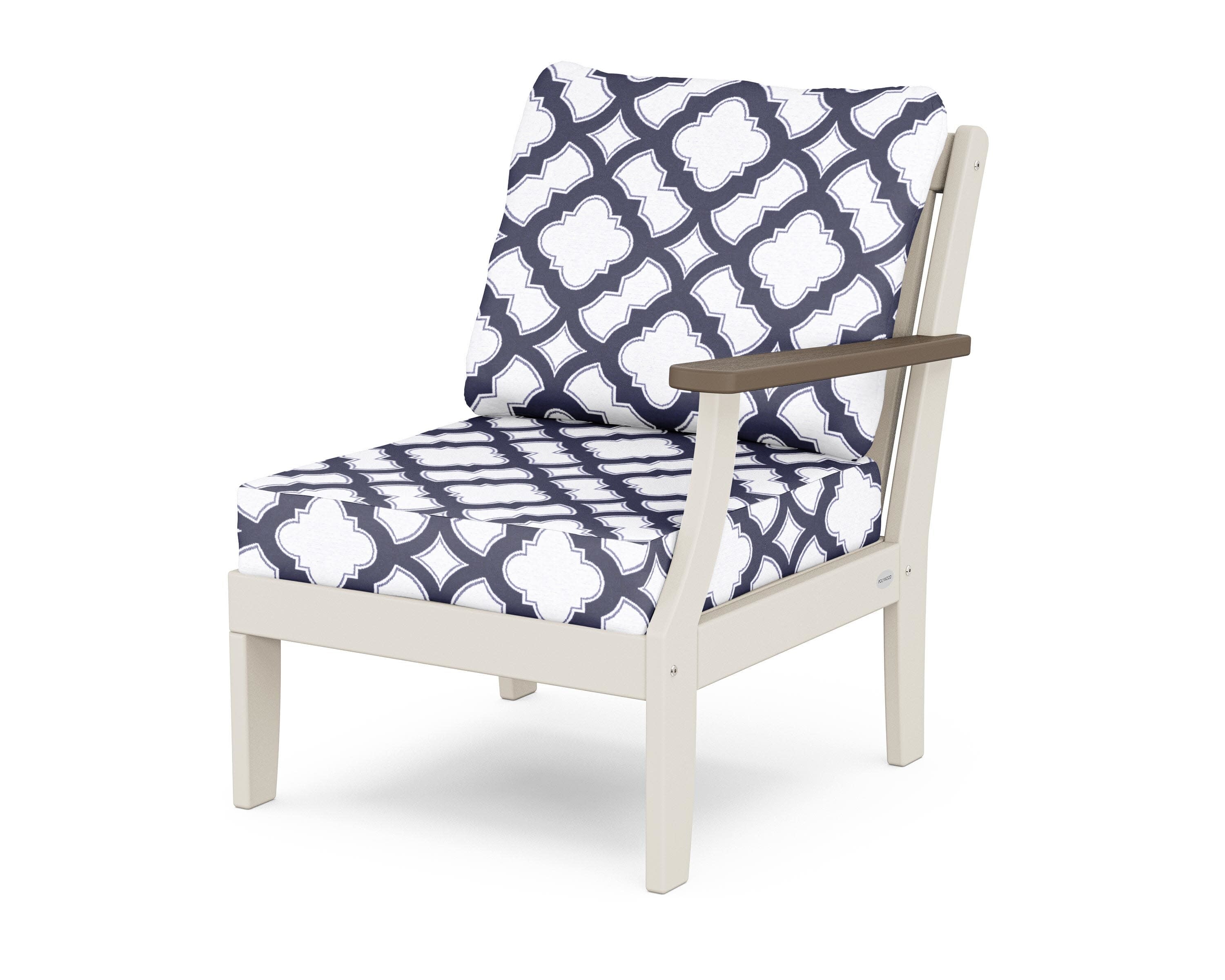 Braxton Modular Right Arm Chair in Sand / Kona / Trellis Navy