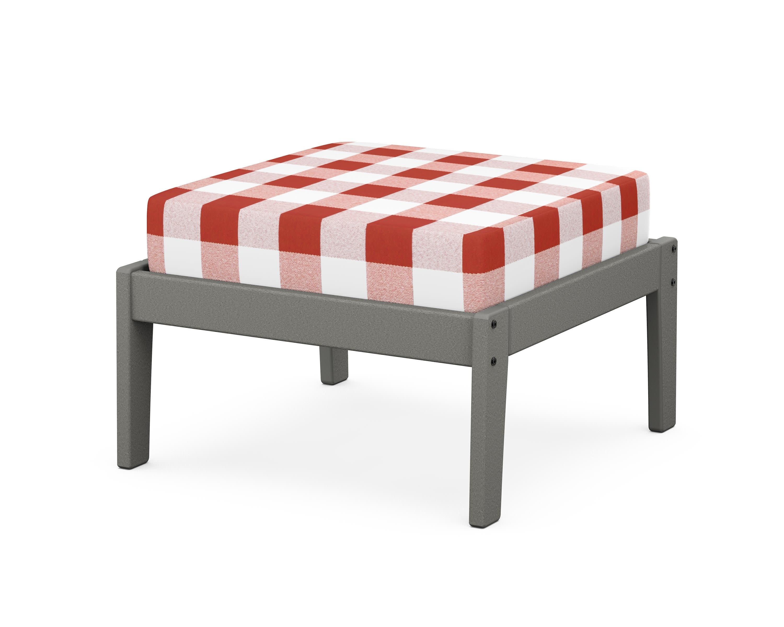Deep Seating Ottoman in Slate Grey / Buffalo Plaid Crimson