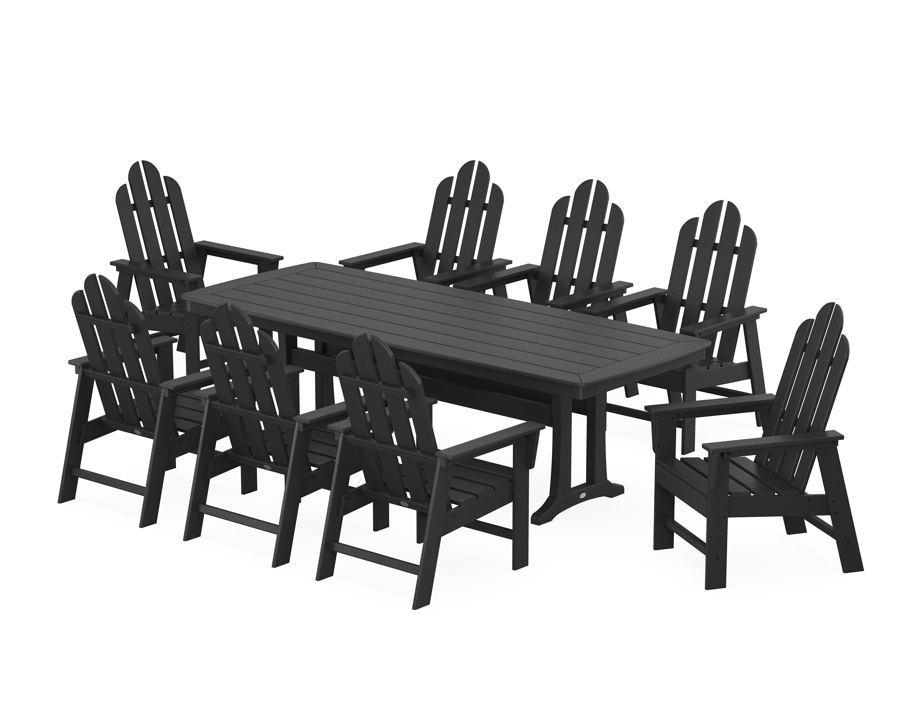 Long Island 9-Piece Dining Set with Trestle Legs in Black