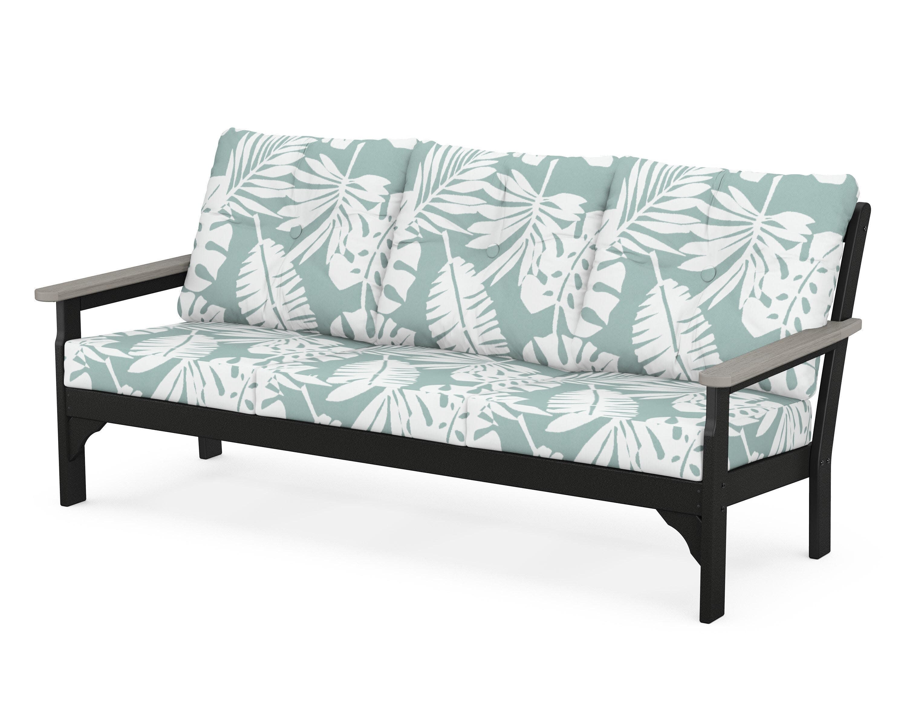 Vineyard Deep Seating Sofa in Black / Driftwood / Leaf Glacier Spa