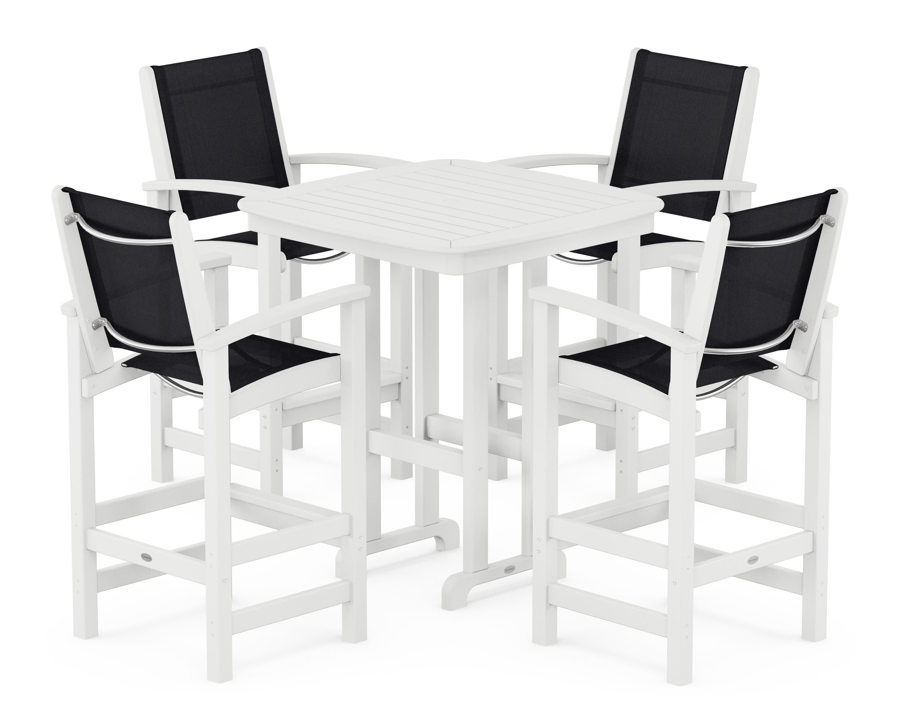 Coastal 5-Piece Bar Set in White / Black Sling