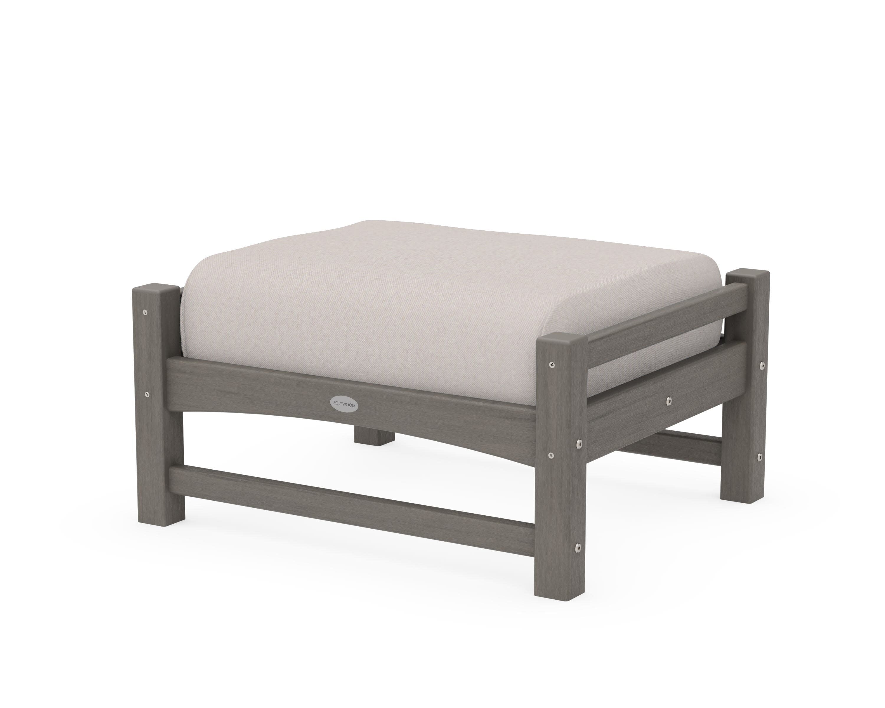 Club Ottoman in Driftwood / Dune Burlap