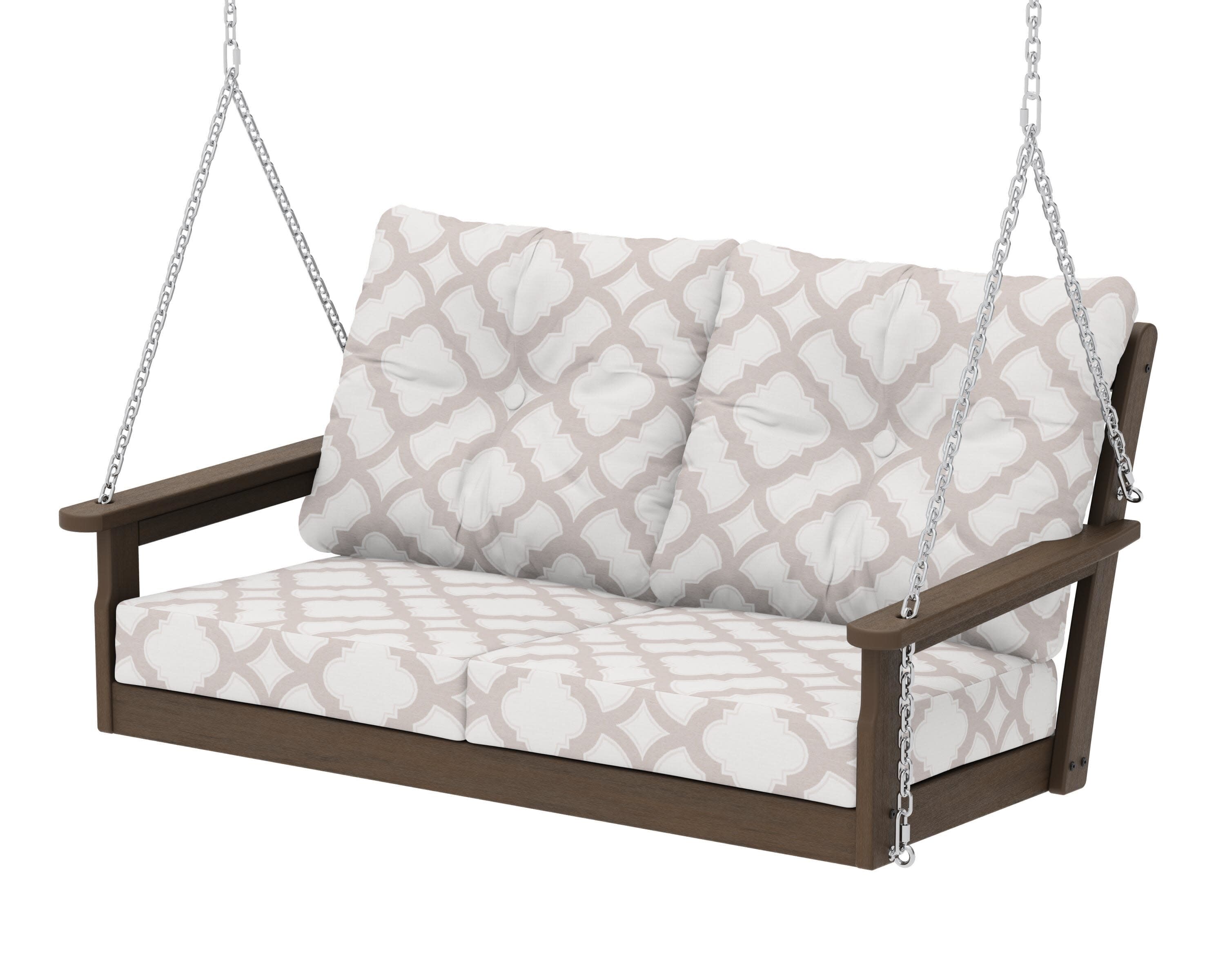 Vineyard Deep Seating Swing in Kona / Trellis Dune Burlap