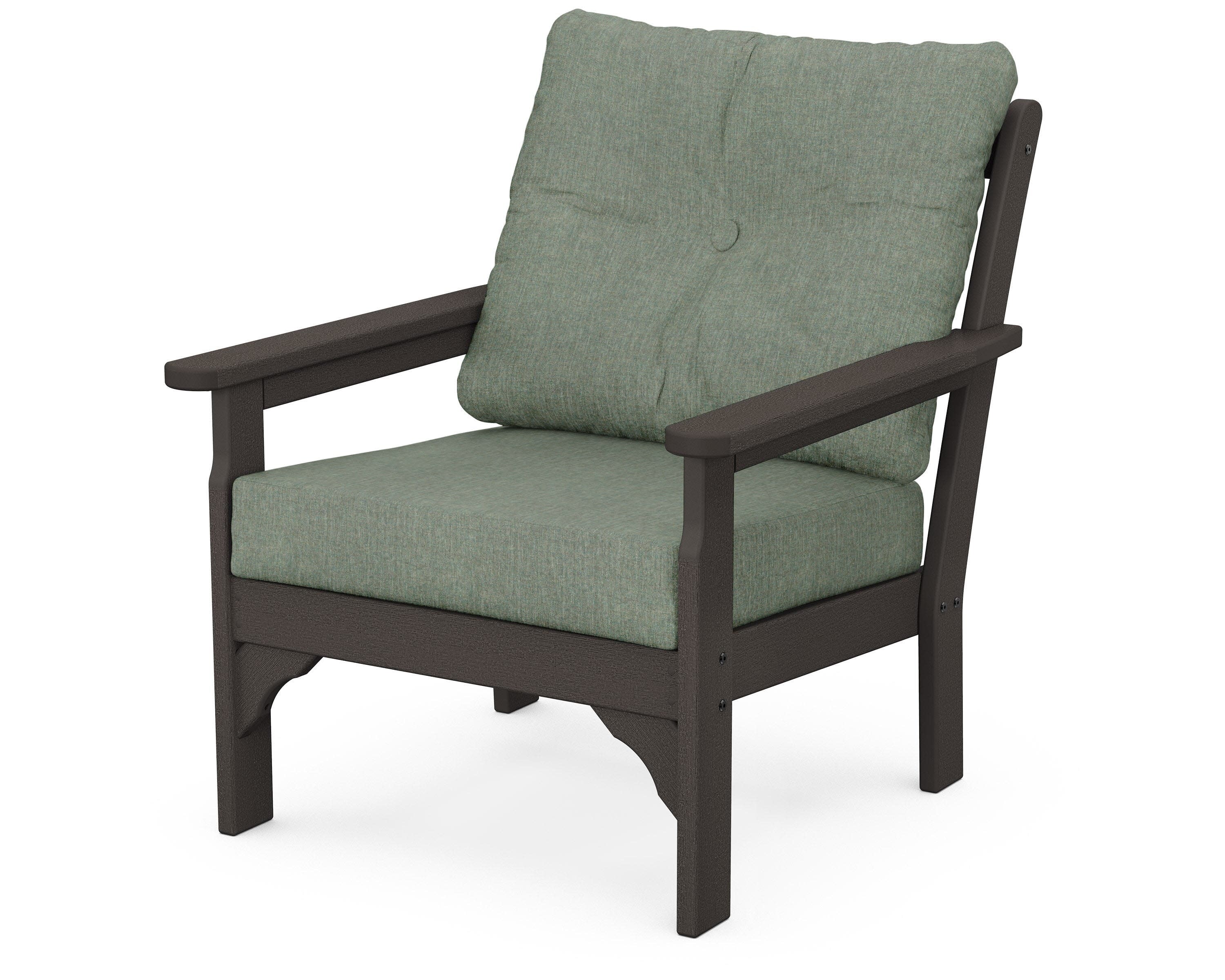 Vineyard Deep Seating Chair in Vintage Coffee / Cast Sage