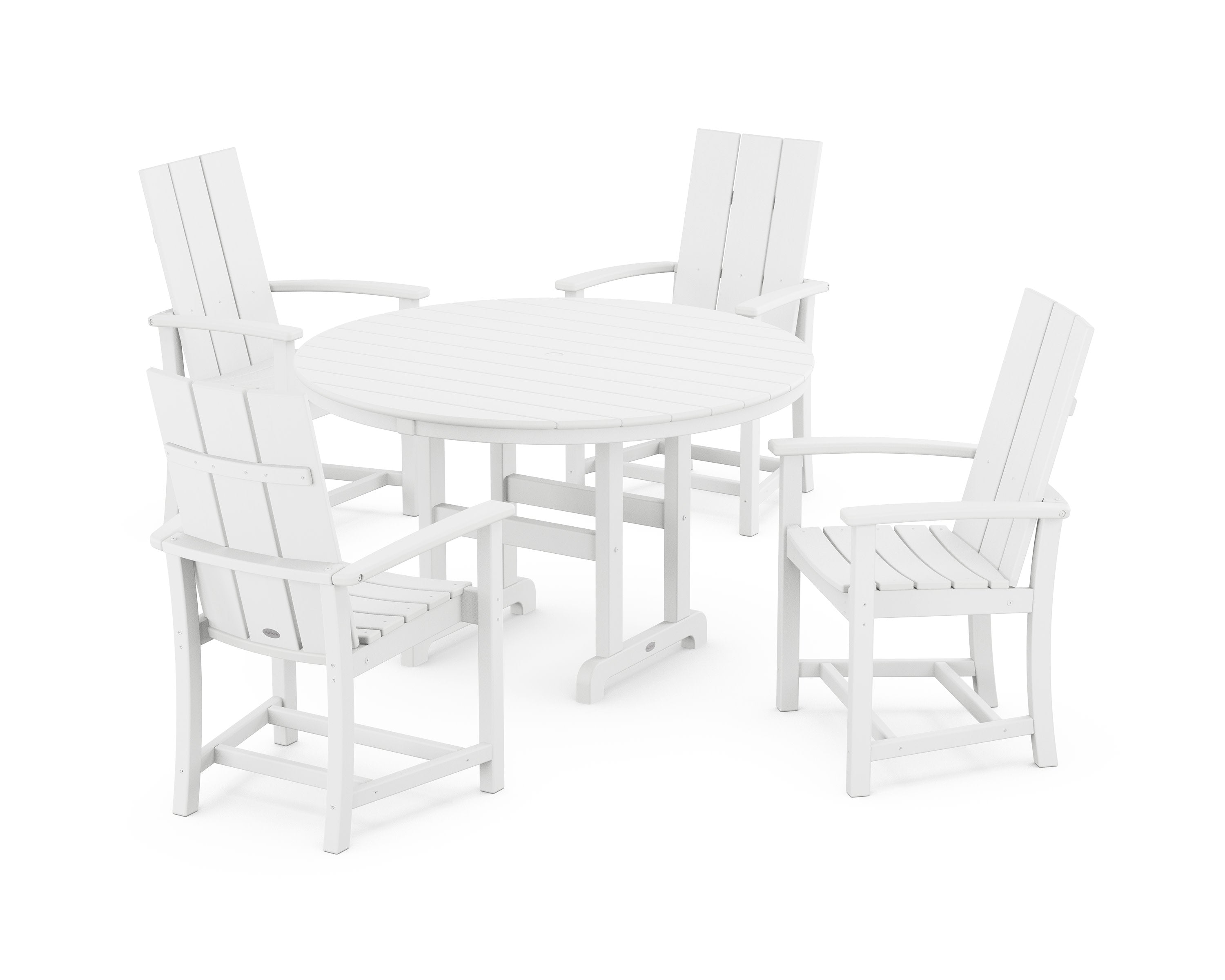 Modern Adirondack 5-Piece Round Farmhouse Dining Set in White
