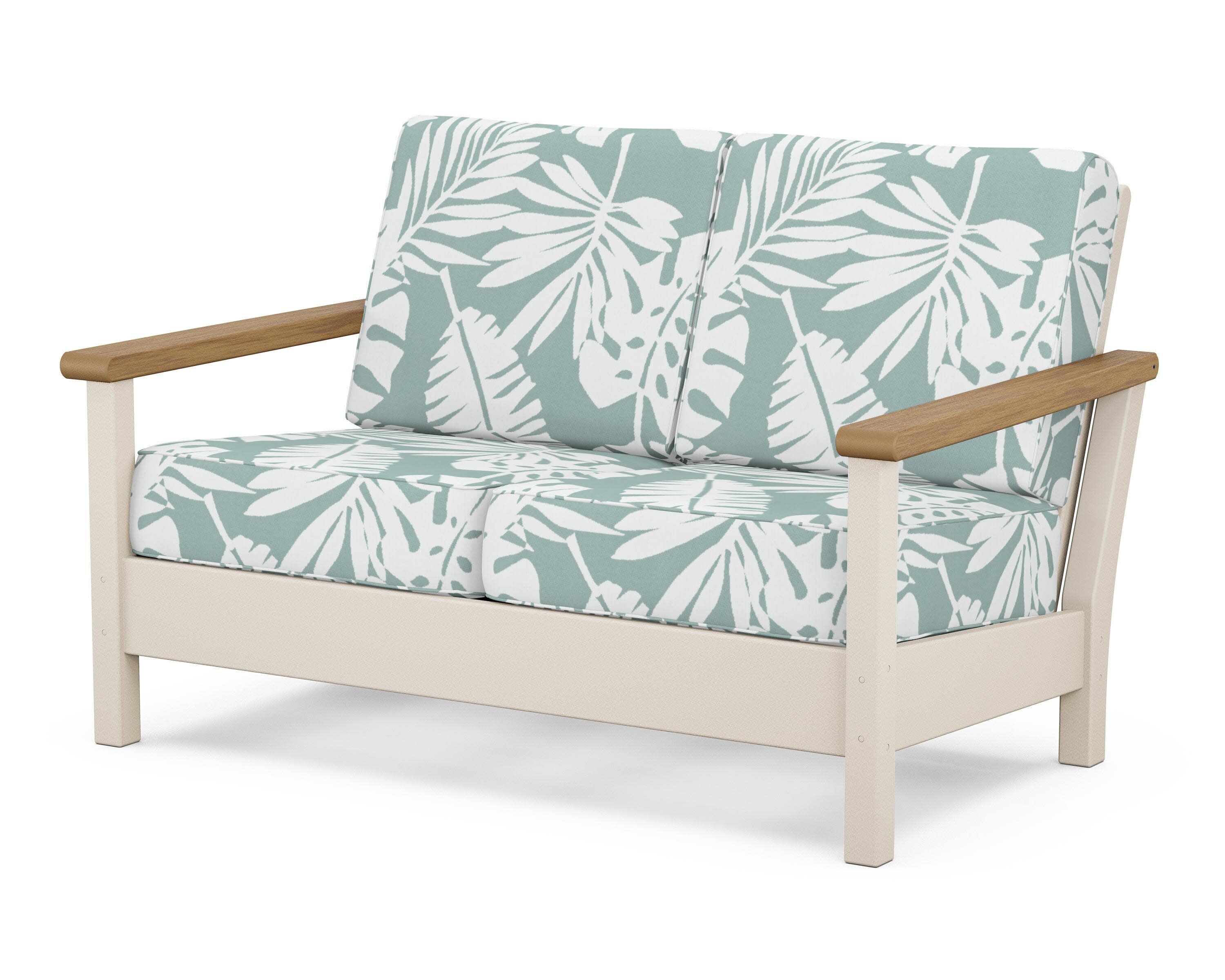 Harbour Deep Seating Loveseat in Sand / Natural / Leaf Glacier Spa