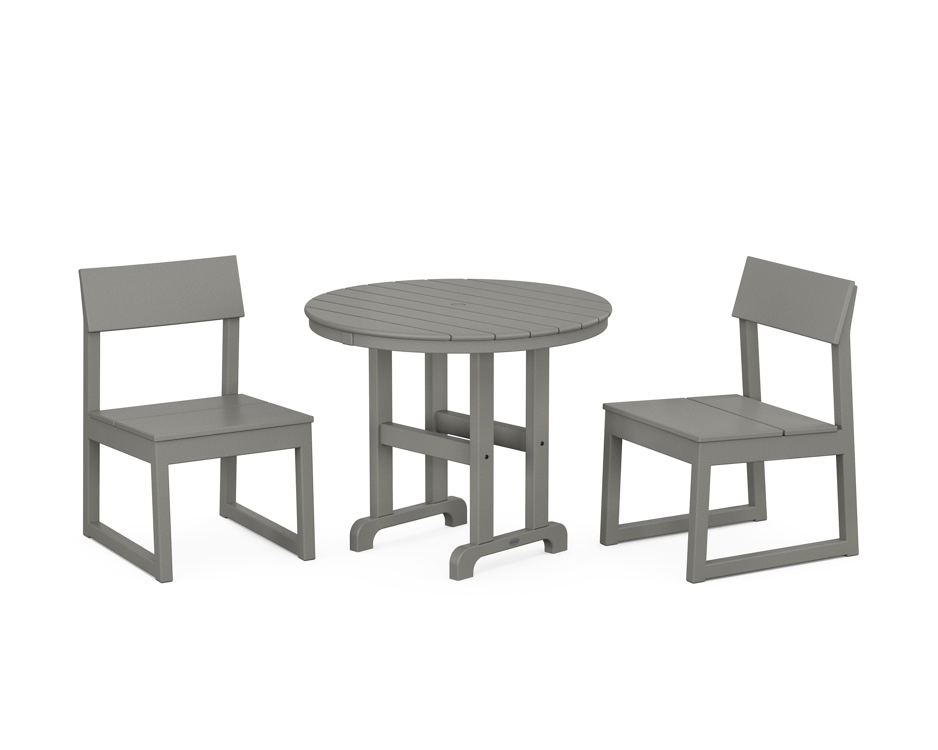EDGE Side Chair 3-Piece Round Dining Set in Slate Grey