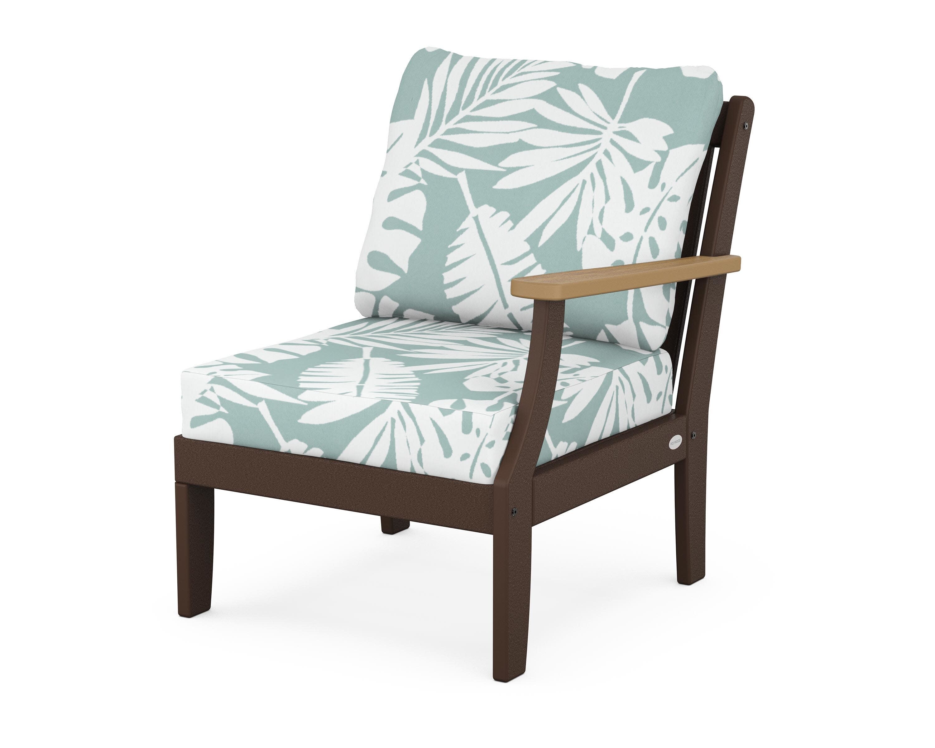 Braxton Modular Right Arm Chair in Mahogany / Natural / Leaf Glacier Spa