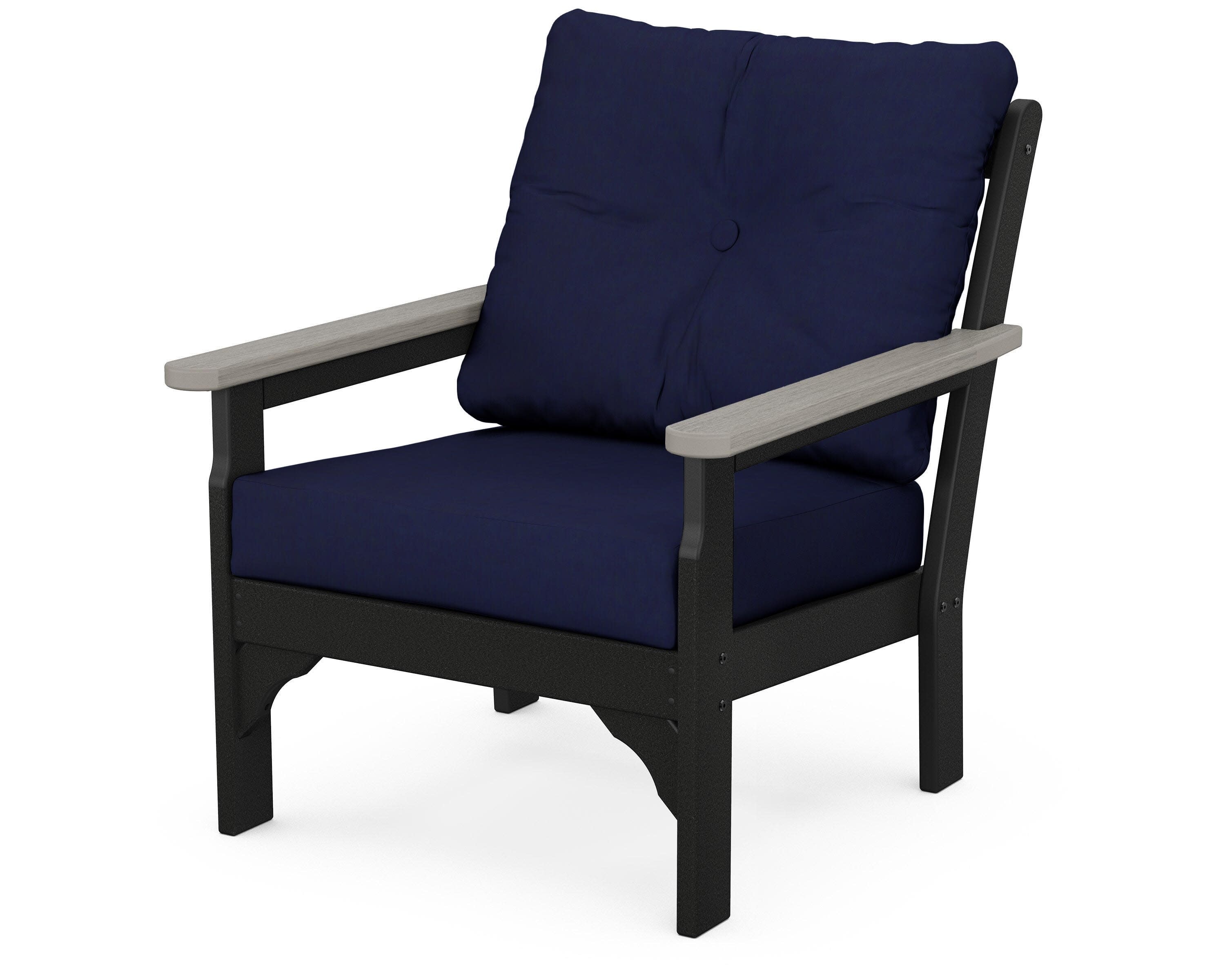 Vineyard Deep Seating Chair in Black / Driftwood / Navy