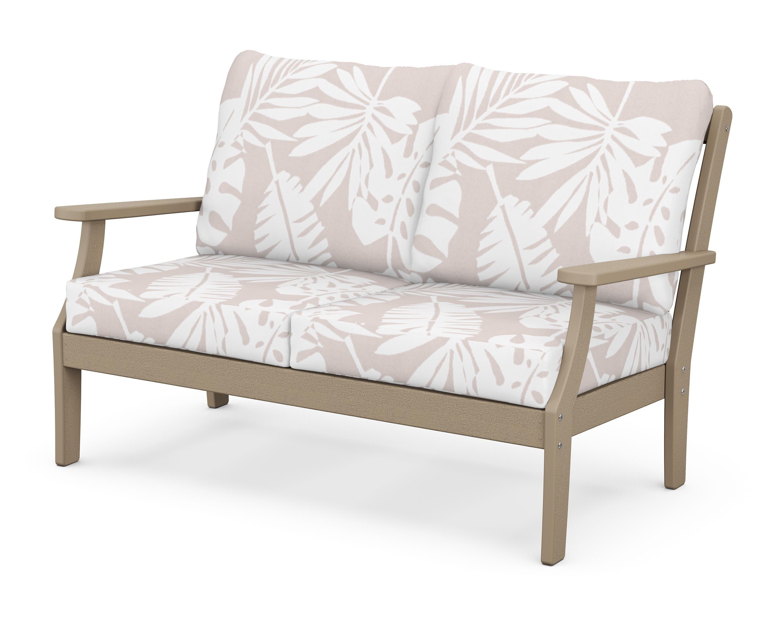Braxton Deep Seating Loveseat in Vintage Sahara / Leaf Dune Burlap