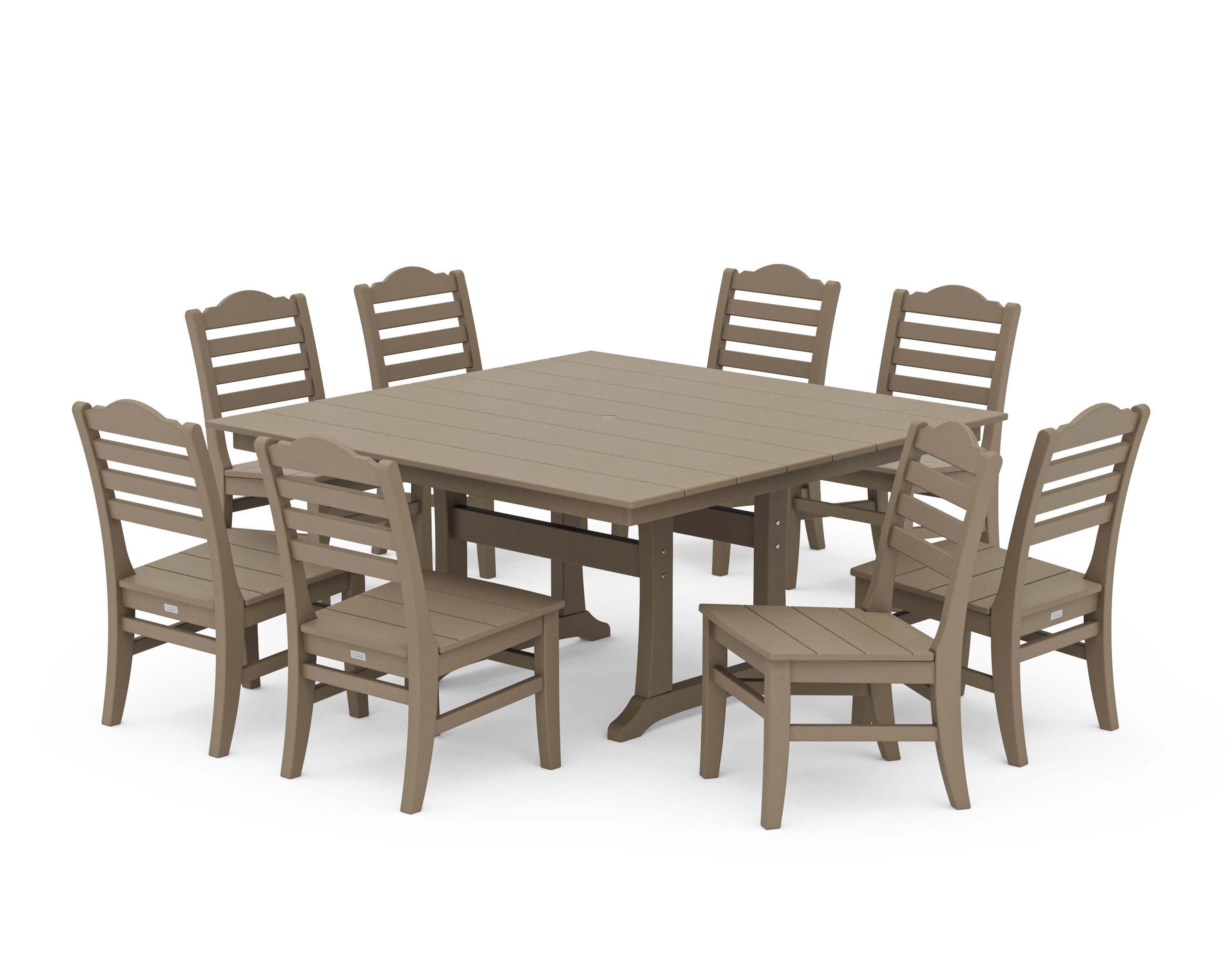 Savannah Side Chair 9-Piece Square Farmhouse Dining Set with Trestle Legs in Vintage Sahara