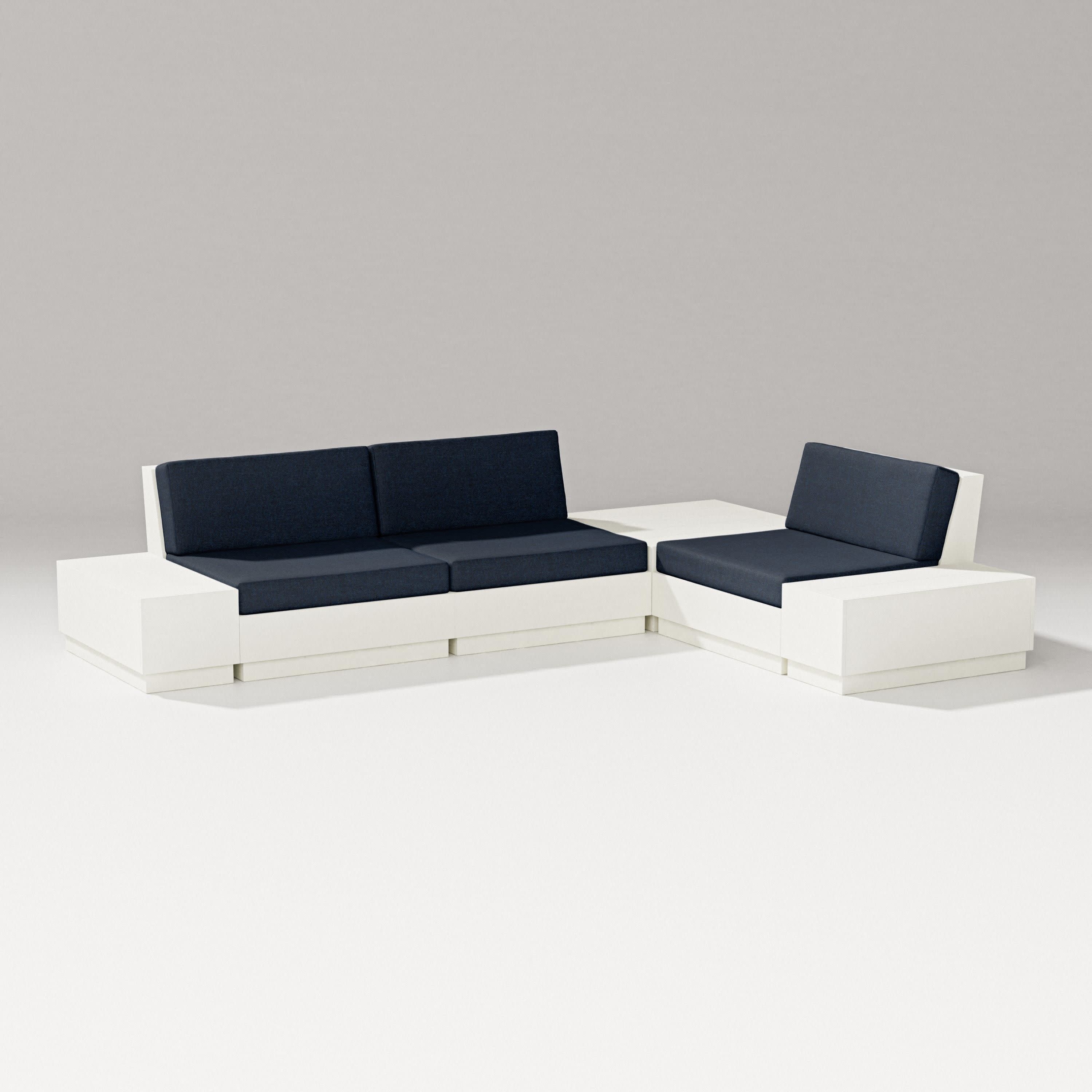 Elevate 6-Piece Corner Sectional in Vintage White / Marine Indigo