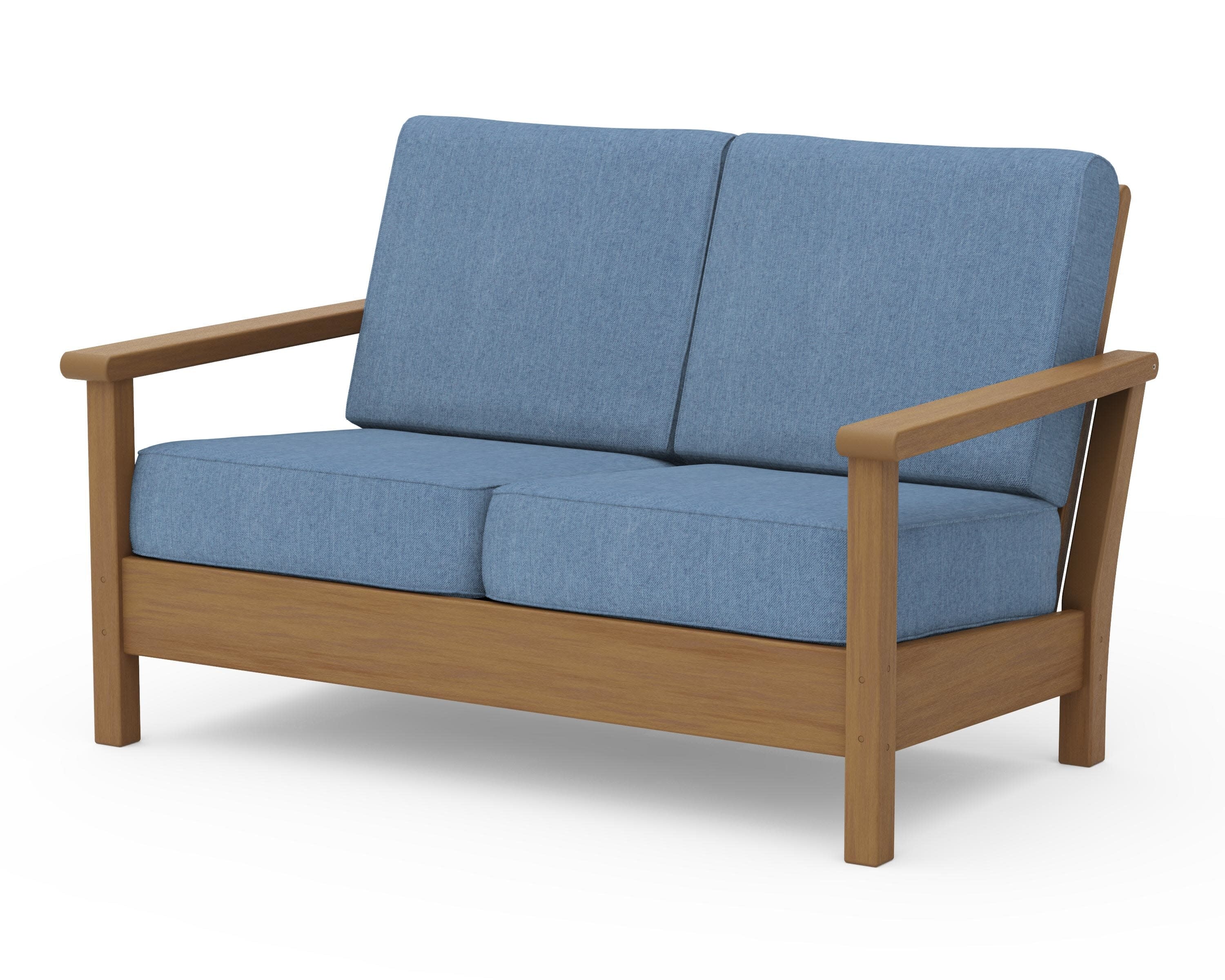 Harbour Deep Seating Loveseat in Natural / Sky Blue
