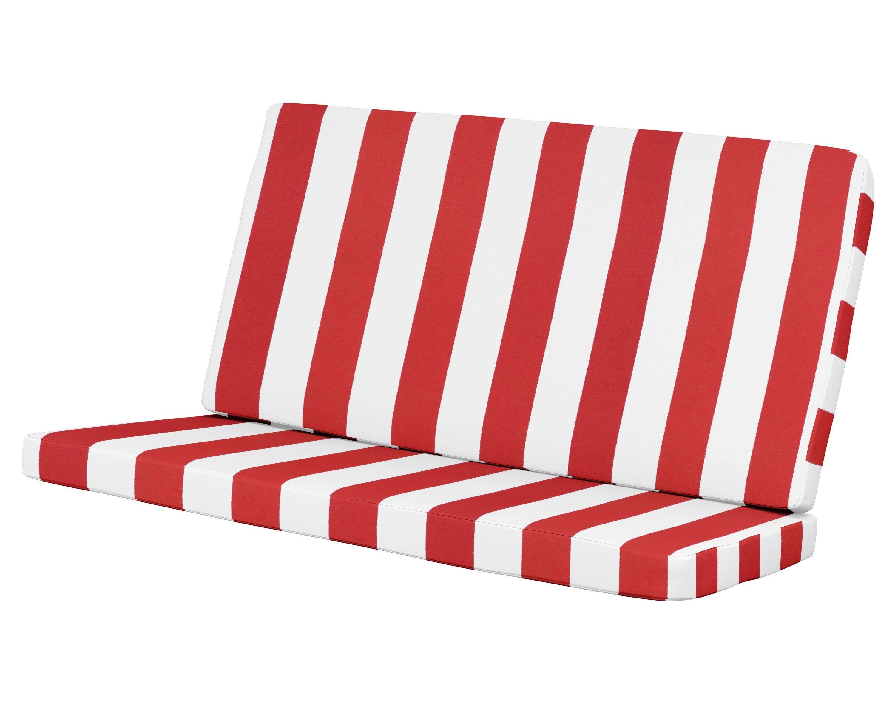 Modern Loveseat Cushion in Cabana Stripe Crimson