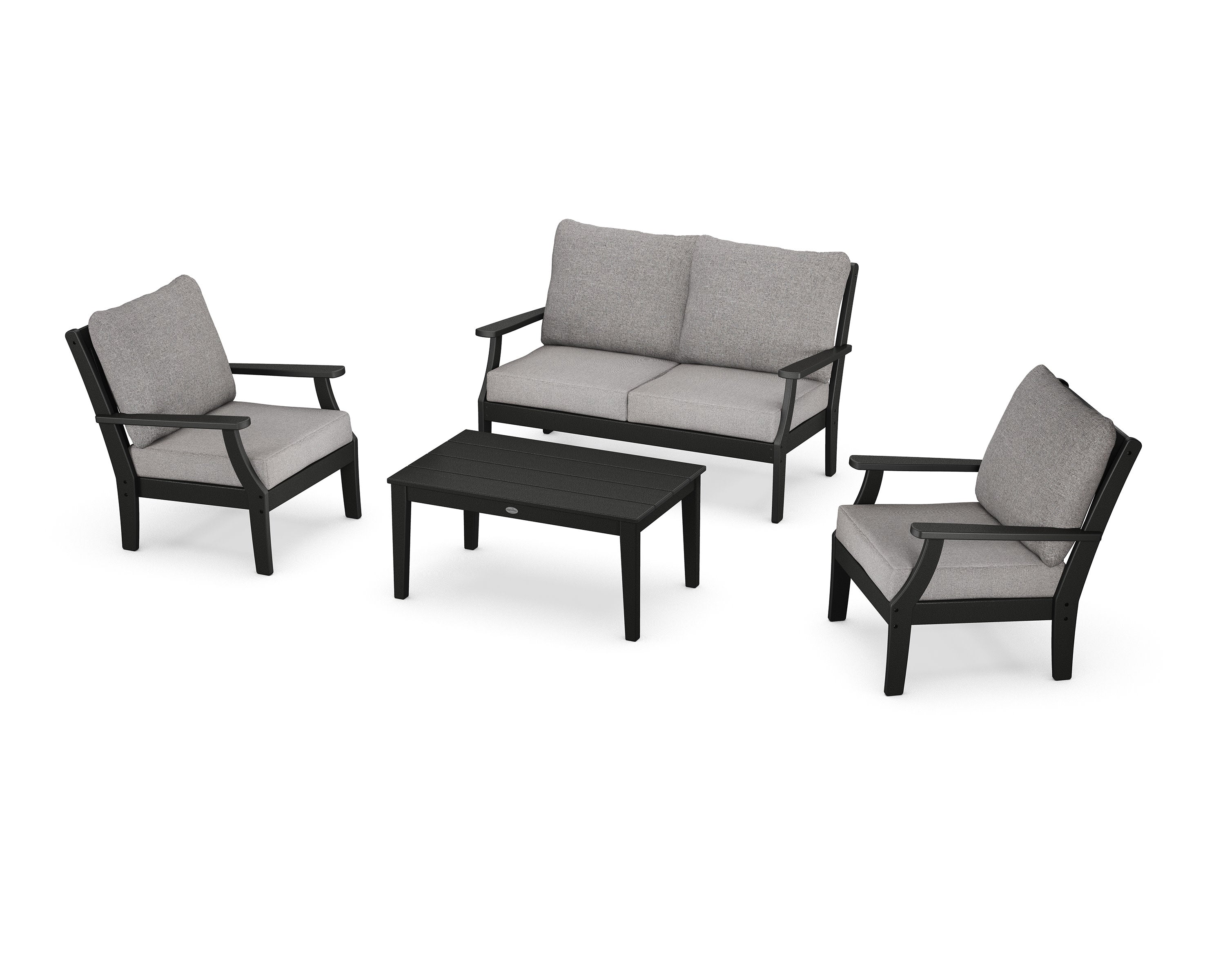 Braxton 4-Piece Deep Seating Chair Set in Black / Grey Mist