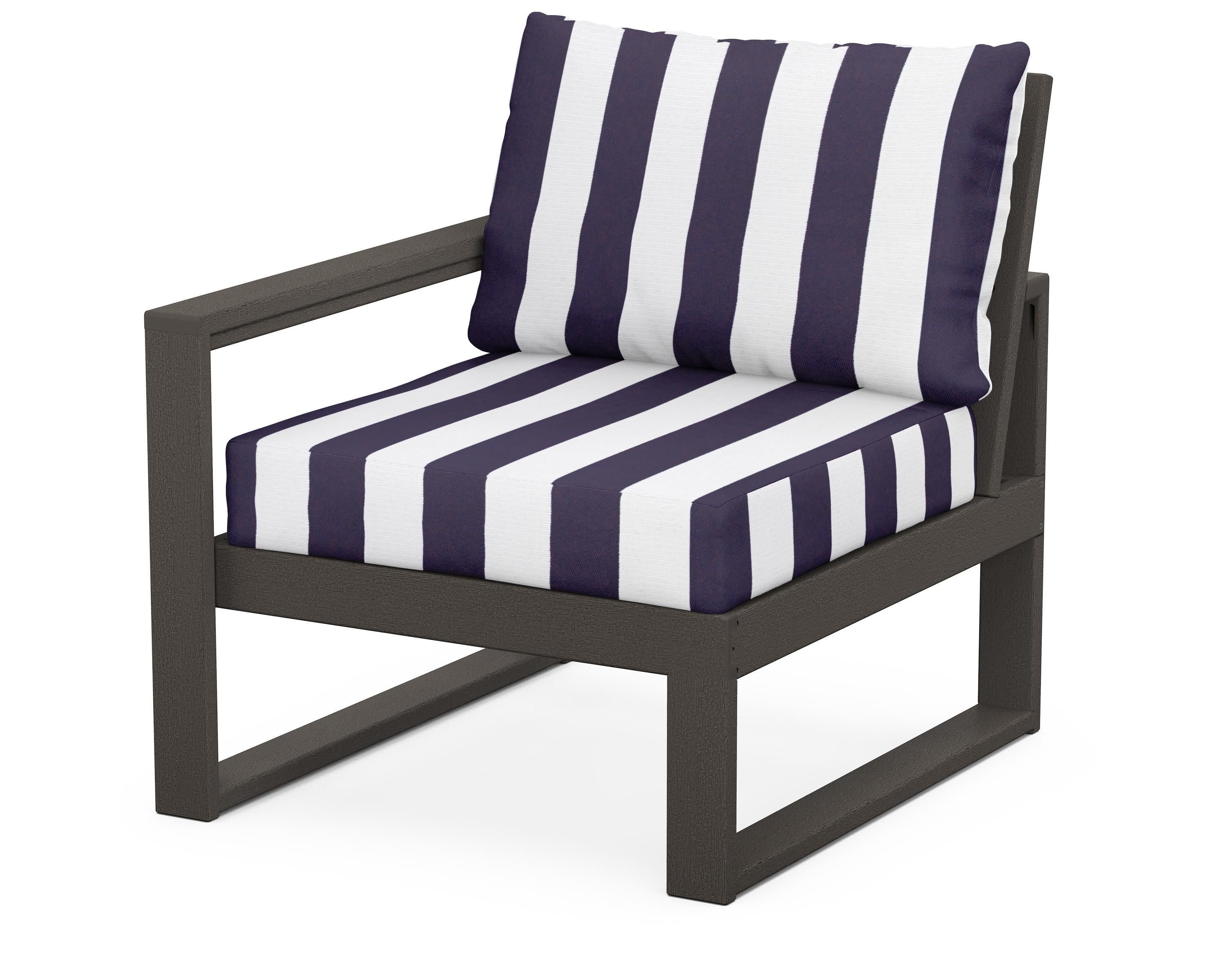 EDGE Modular Left Arm Chair in Vintage Coffee / Cabana Stripe Navy