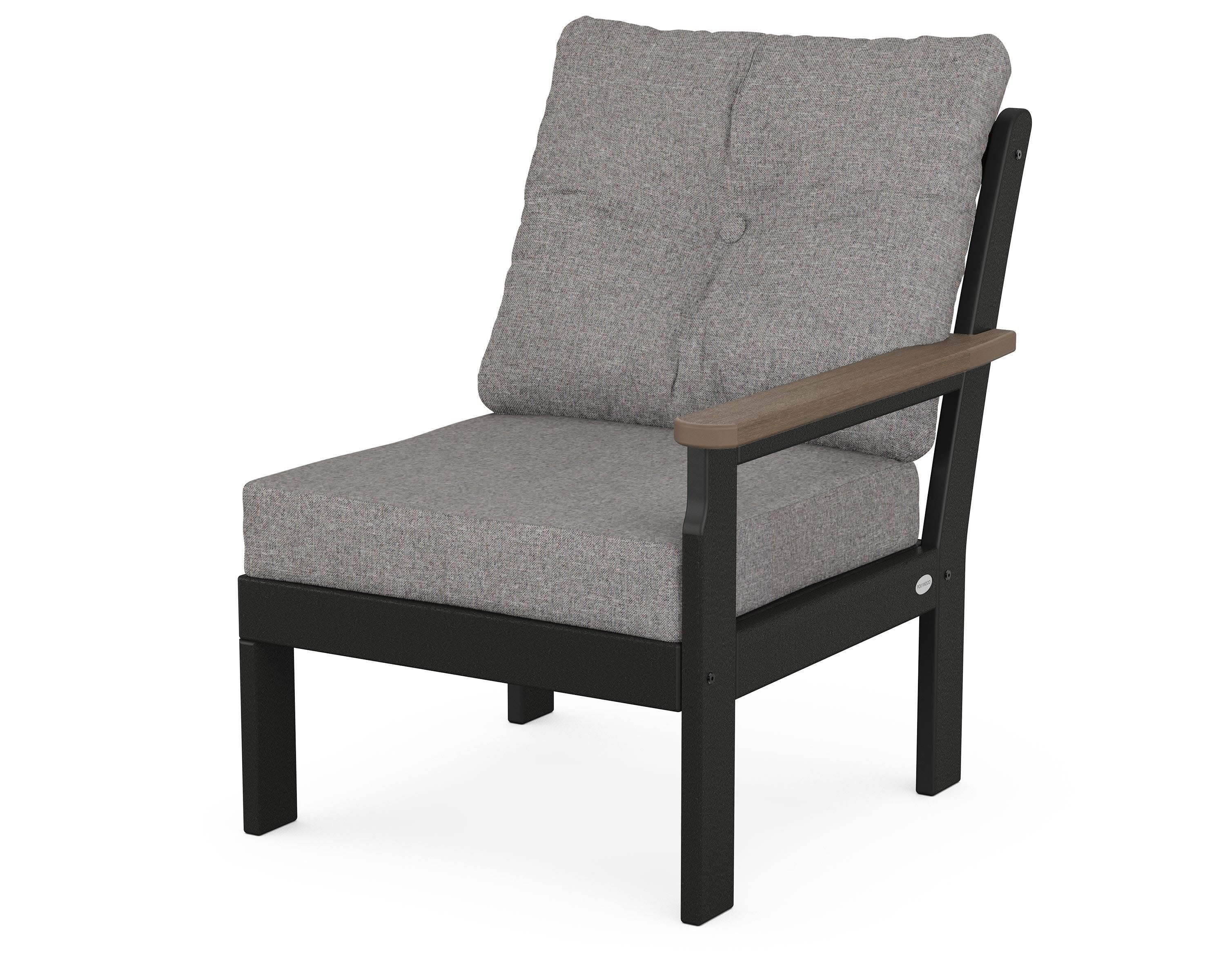 Vineyard Modular Right Arm Chair in Black / Kona / Grey Mist