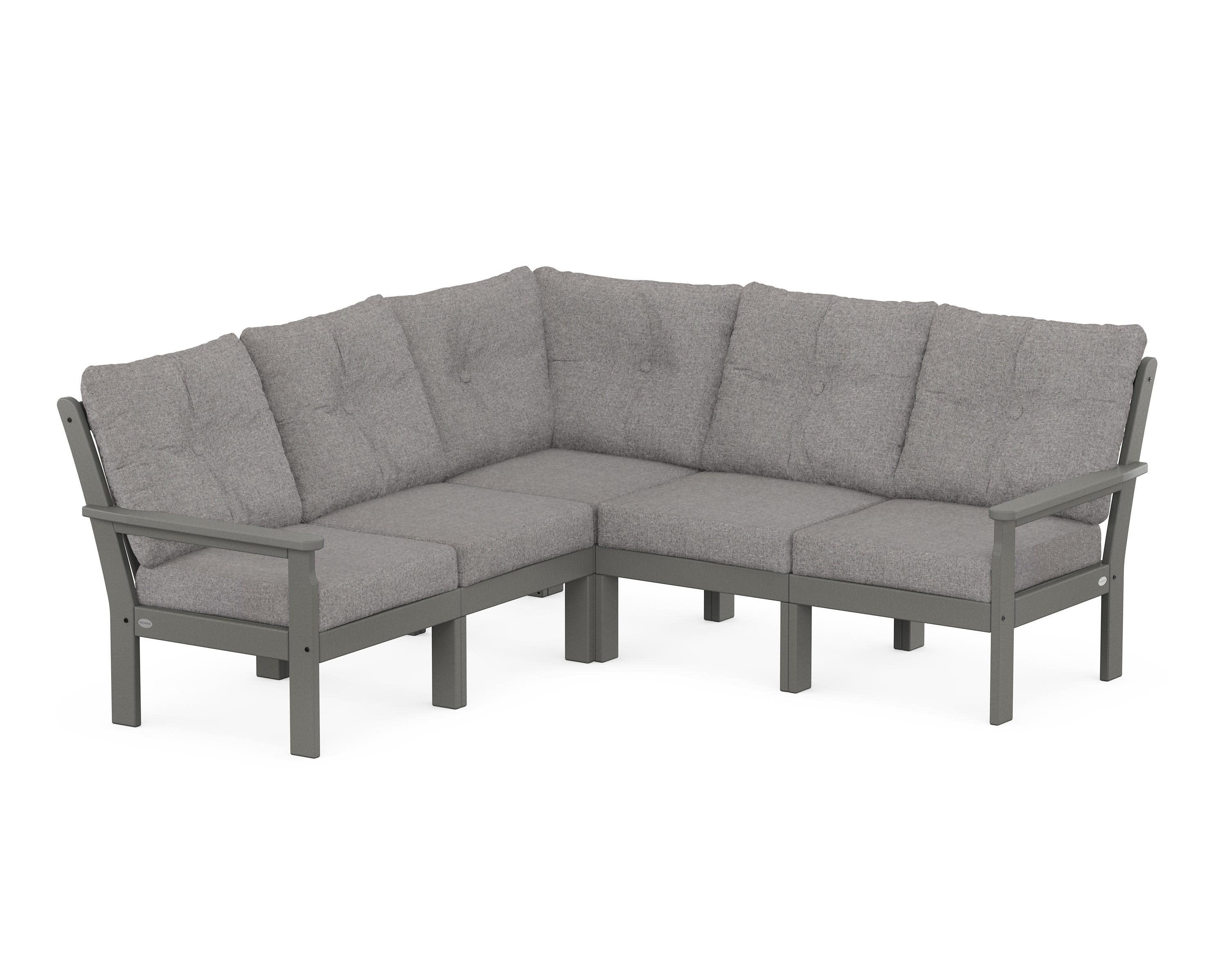 Vineyard 5-Piece Sectional in Slate Grey / Grey Mist