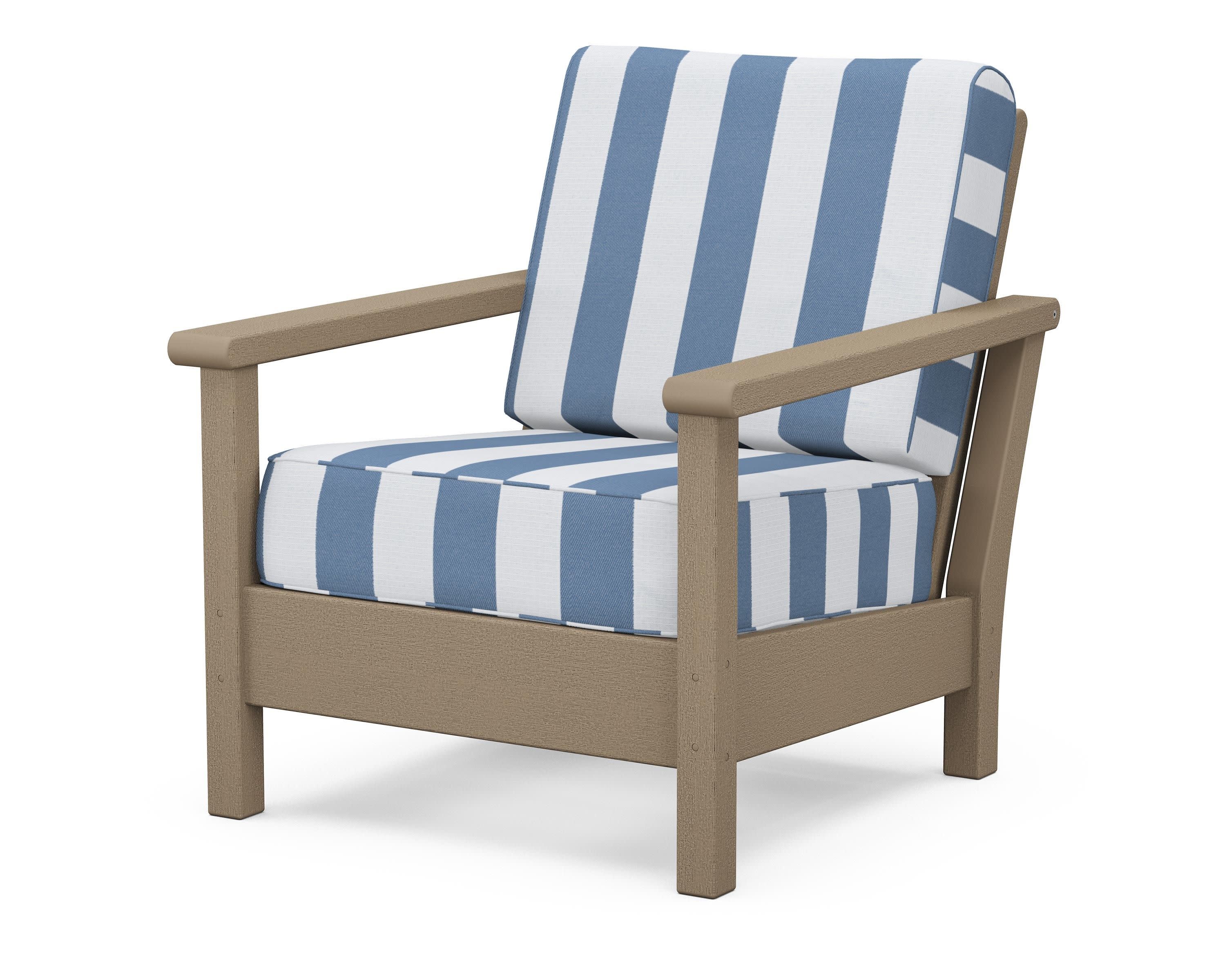 Harbour Deep Seating Chair in Vintage Sahara / Cabana Stripe Sky Blue
