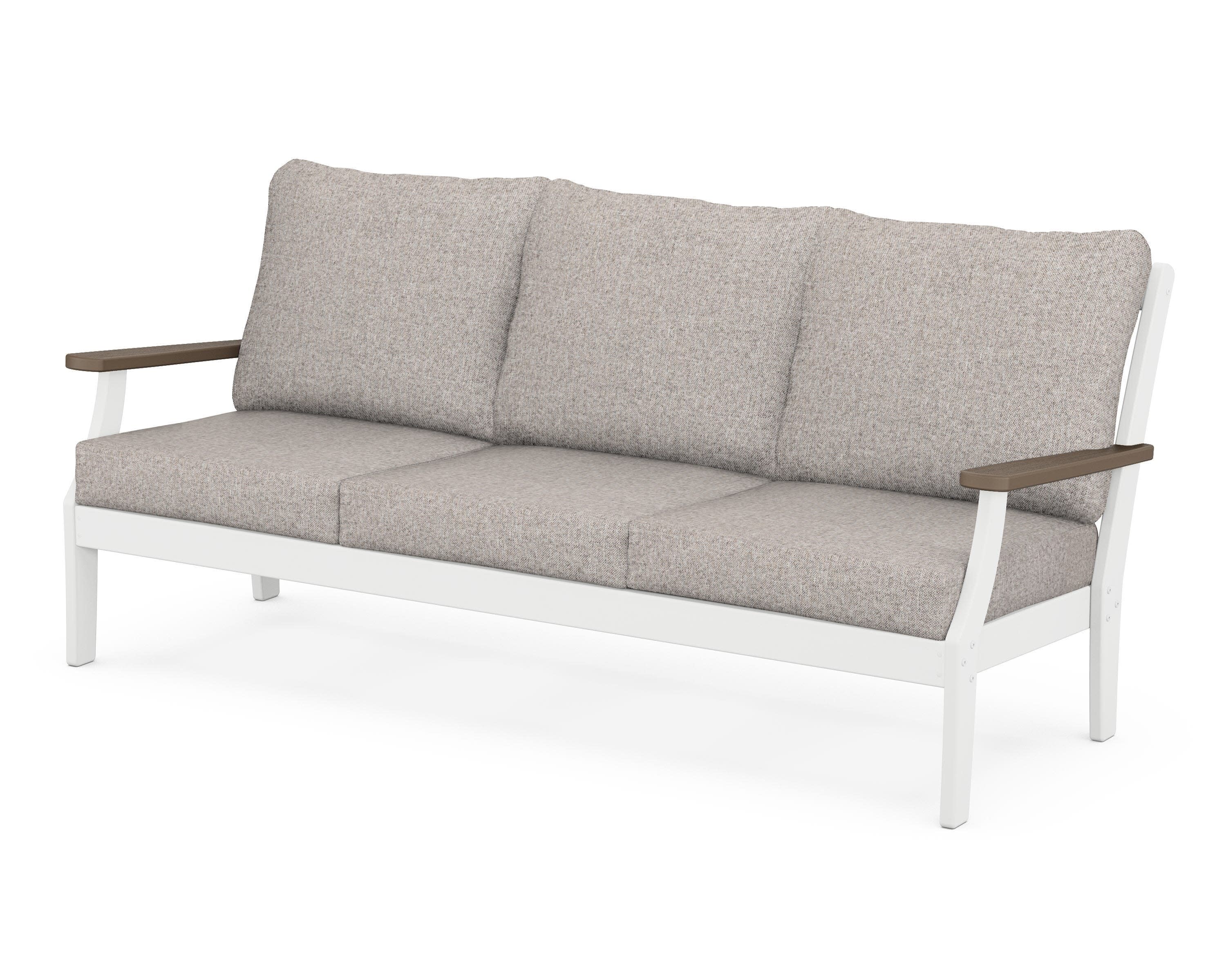 Braxton Deep Seating Sofa in White / Kona / Weathered Tweed