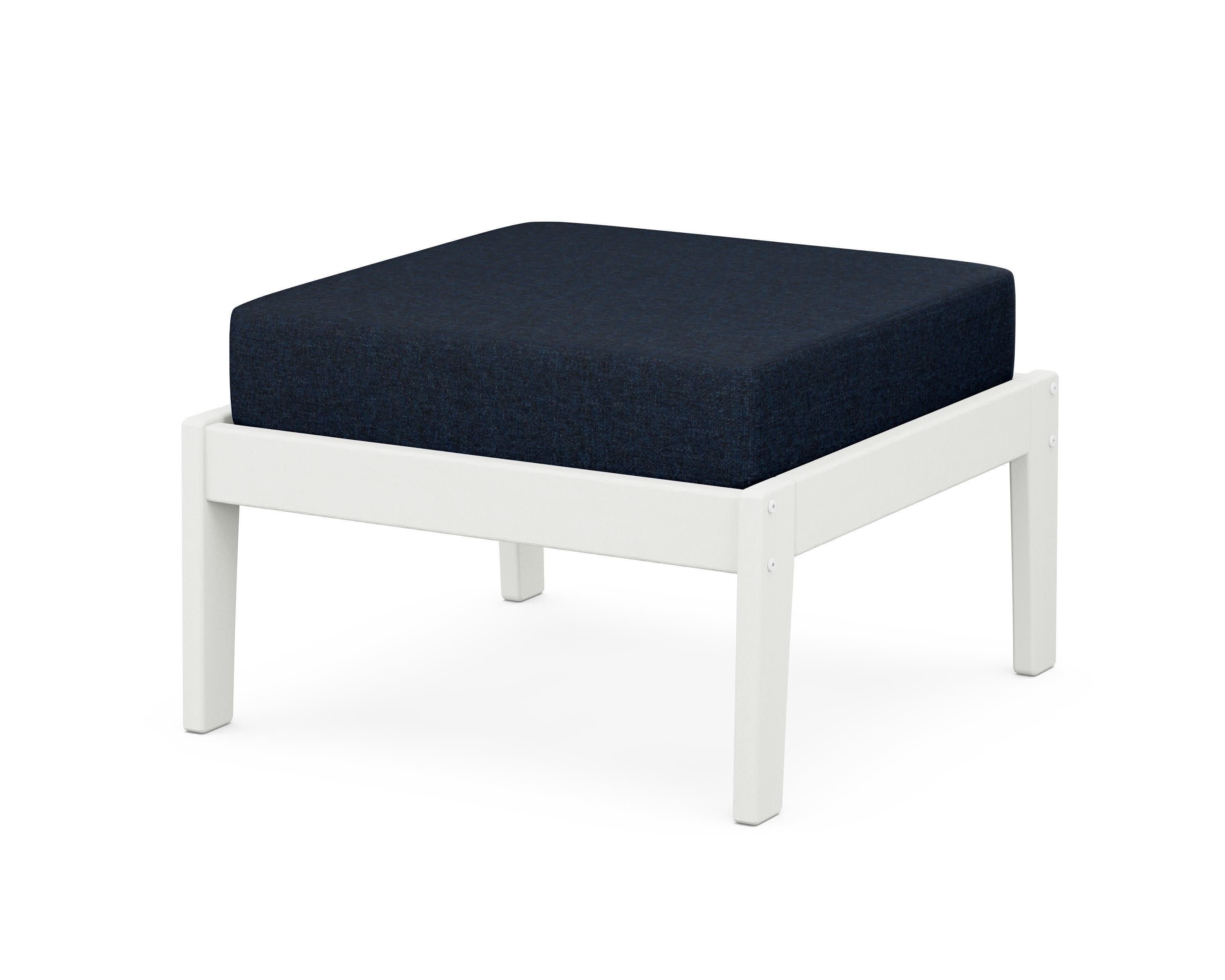 Deep Seating Ottoman in Vintage White / Marine Indigo