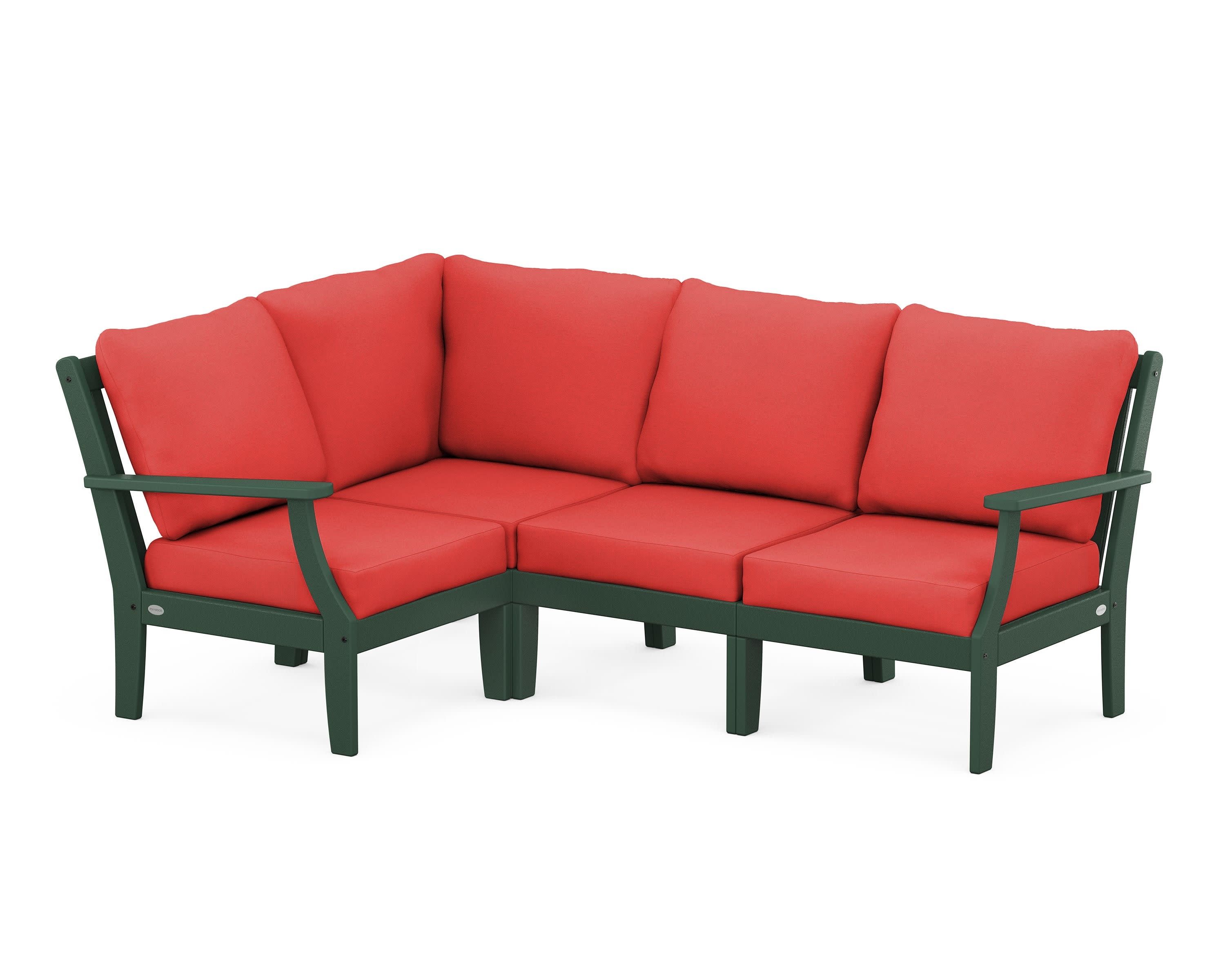 Braxton Modular 4-Piece Deep Seating Set in Green / Crimson Linen