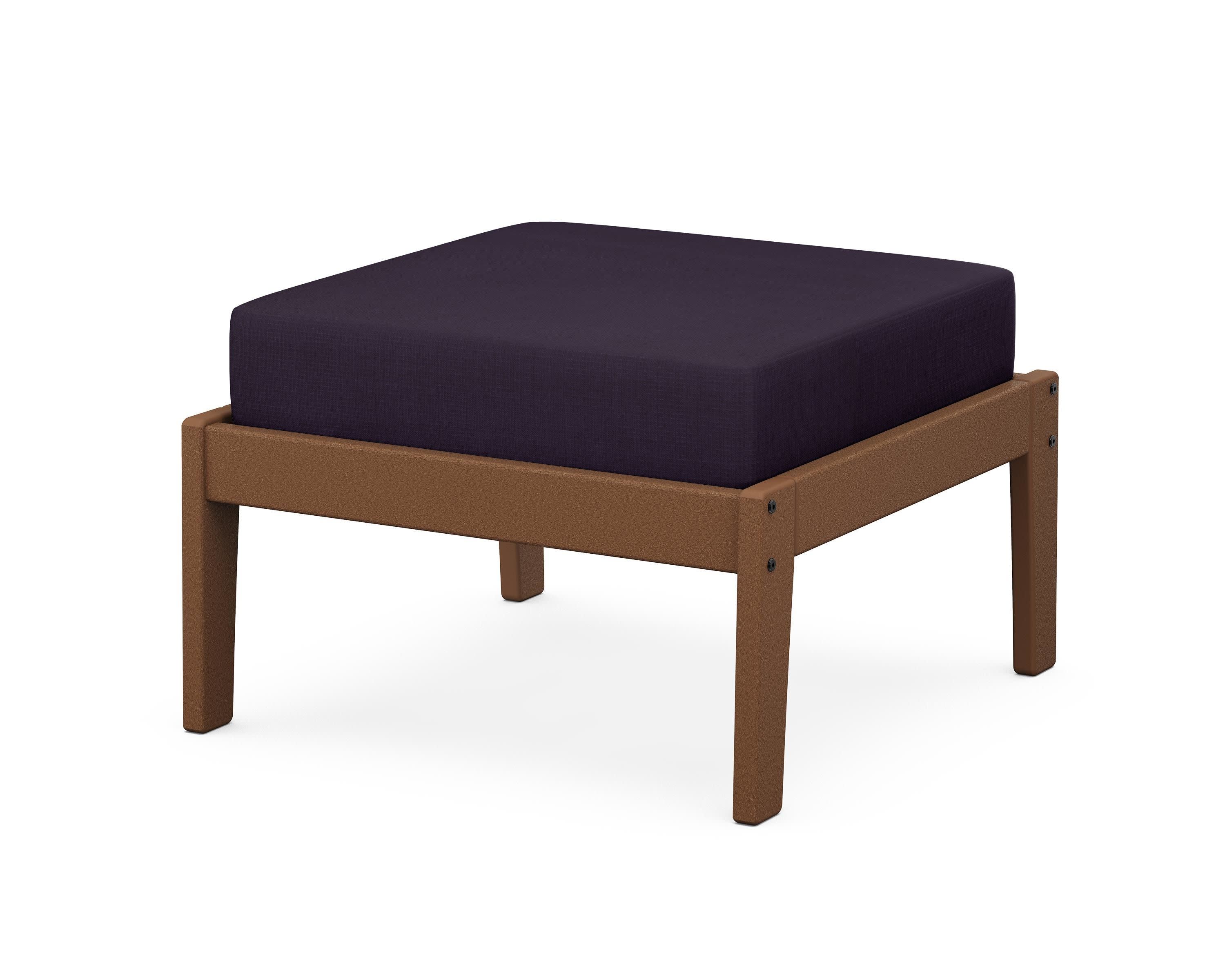 Deep Seating Ottoman in Teak / Navy Linen
