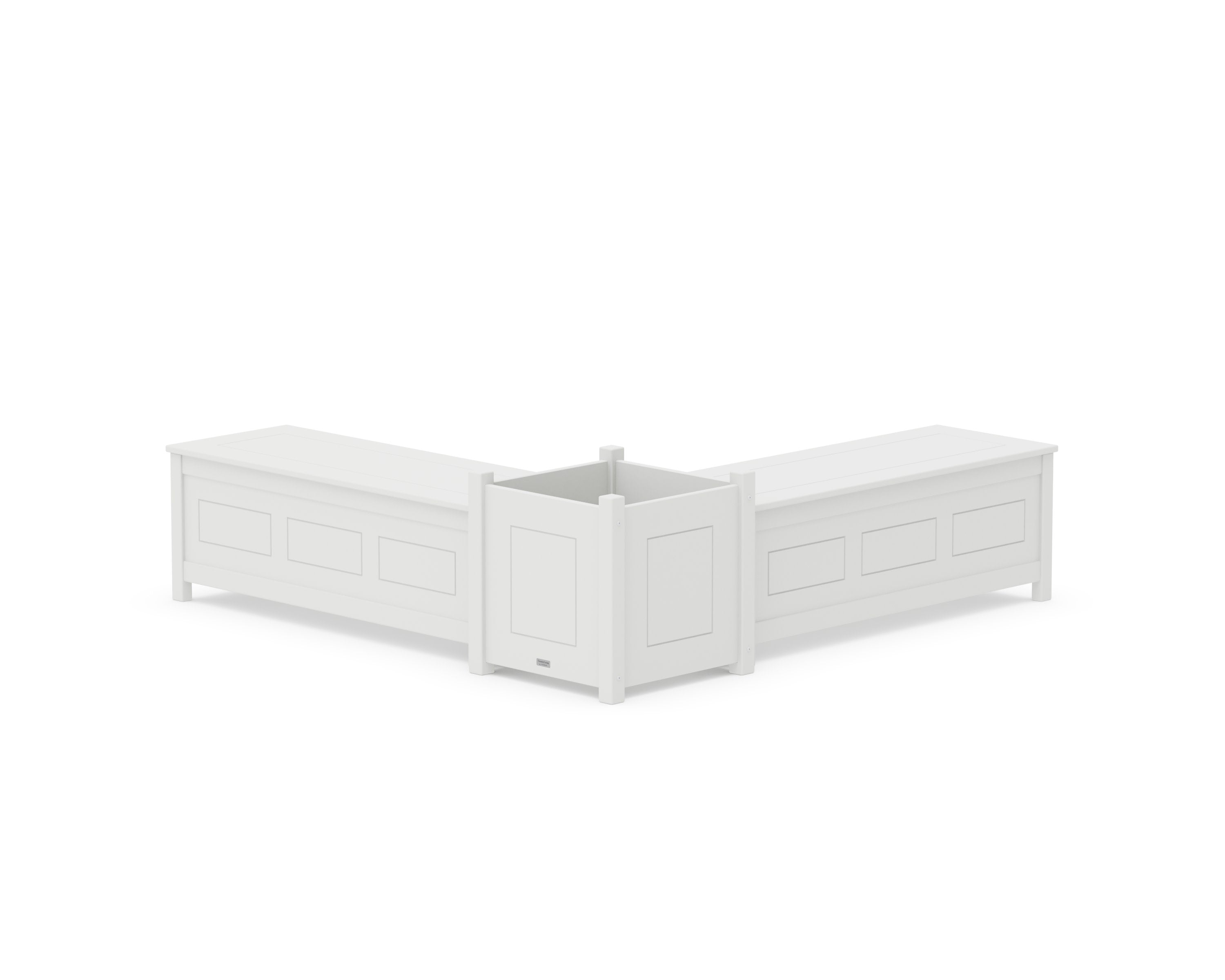 48" Country Living L- Shaped Planter Storage Bench Set- Large in White