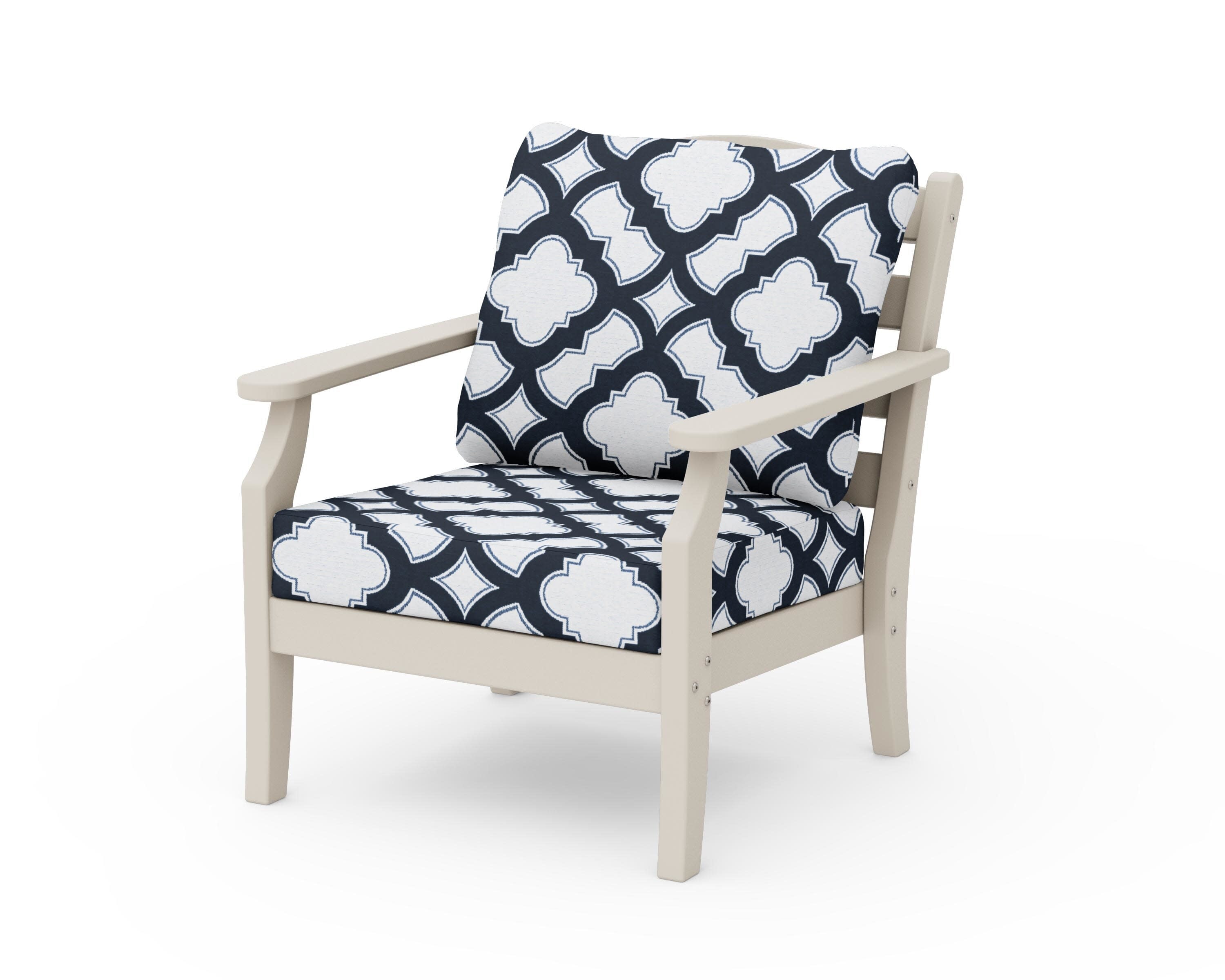 Savannah Deep Seating Chair in Sand / Trellis Marine Indigo