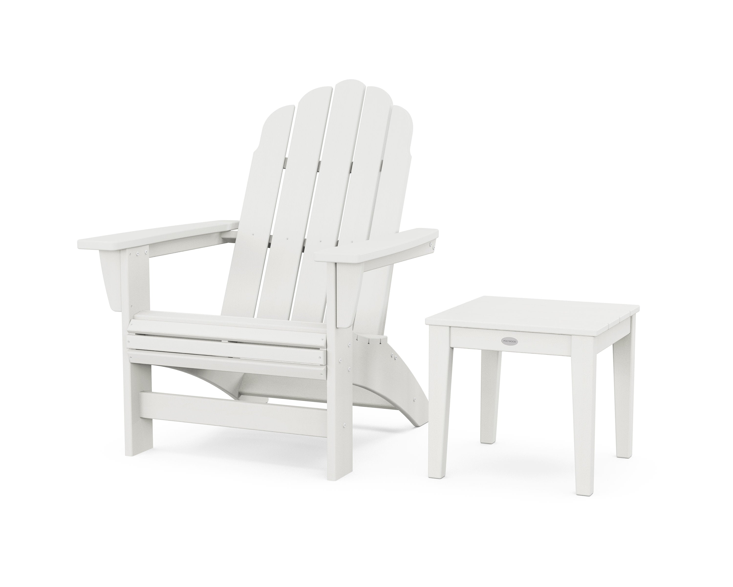 Vineyard Grand Adirondack Chair with Side Table in Vintage White