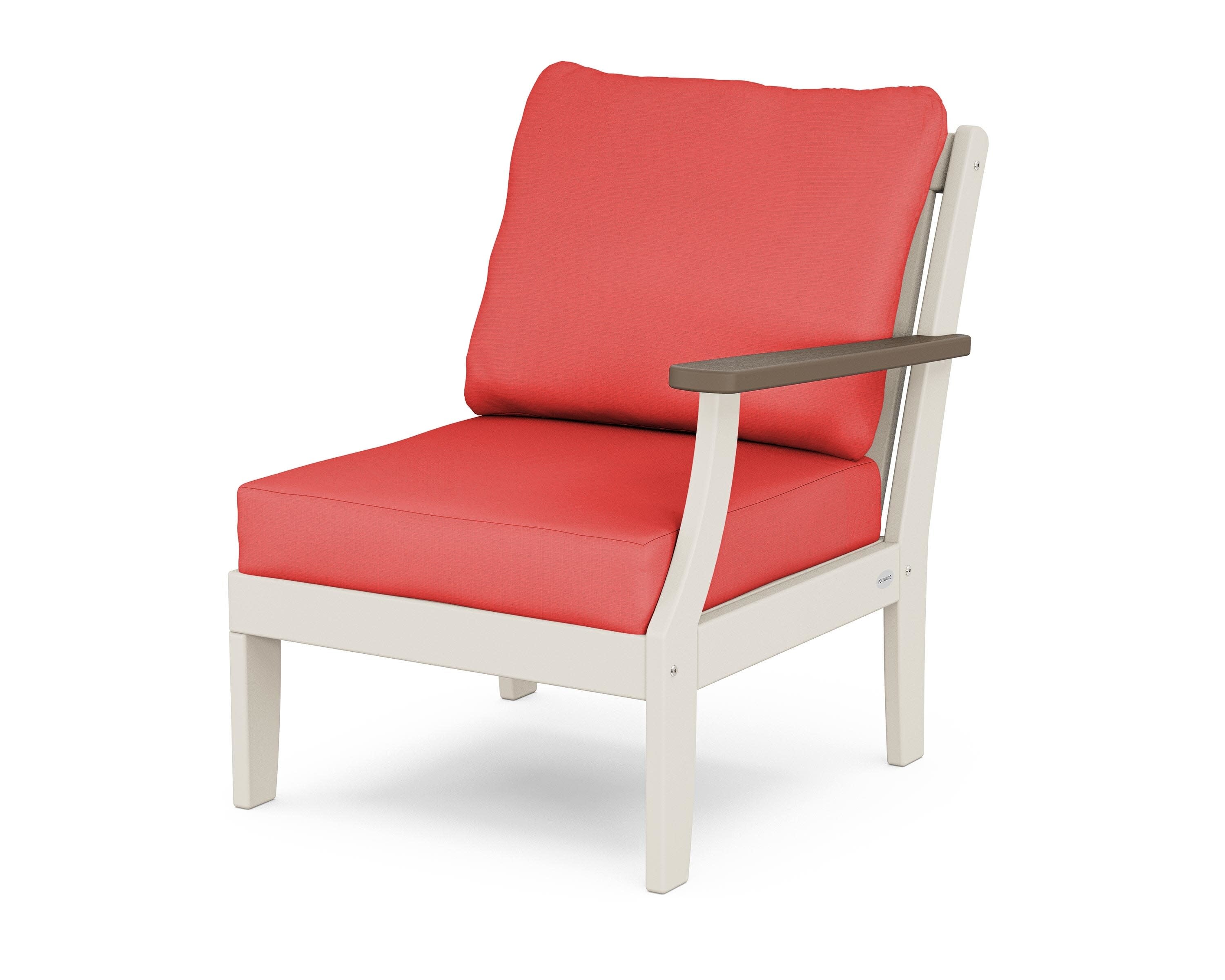 Braxton Modular Right Arm Chair in Sand / Kona / Crimson Linen