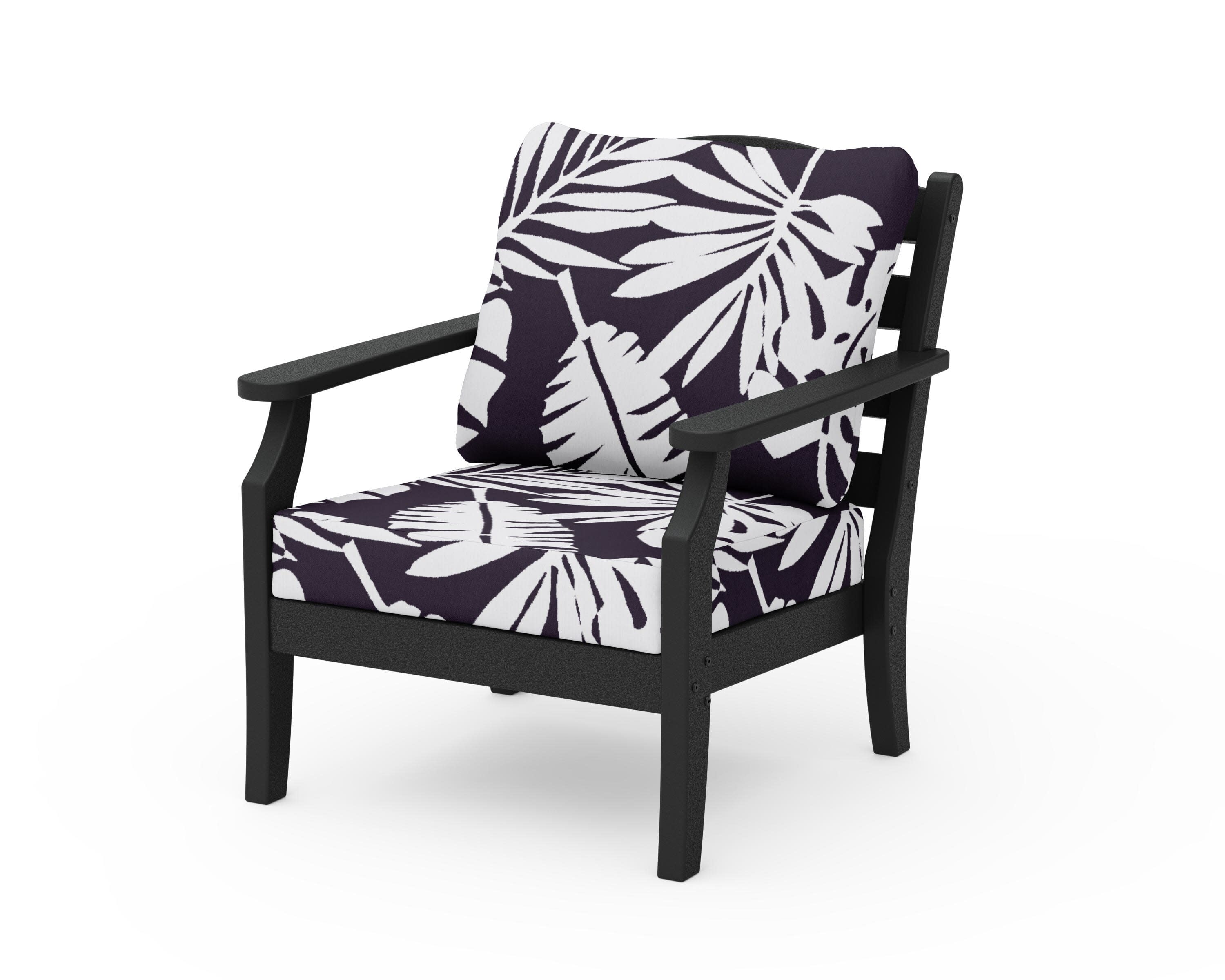 Savannah Deep Seating Chair in Black / Leaf Navy
