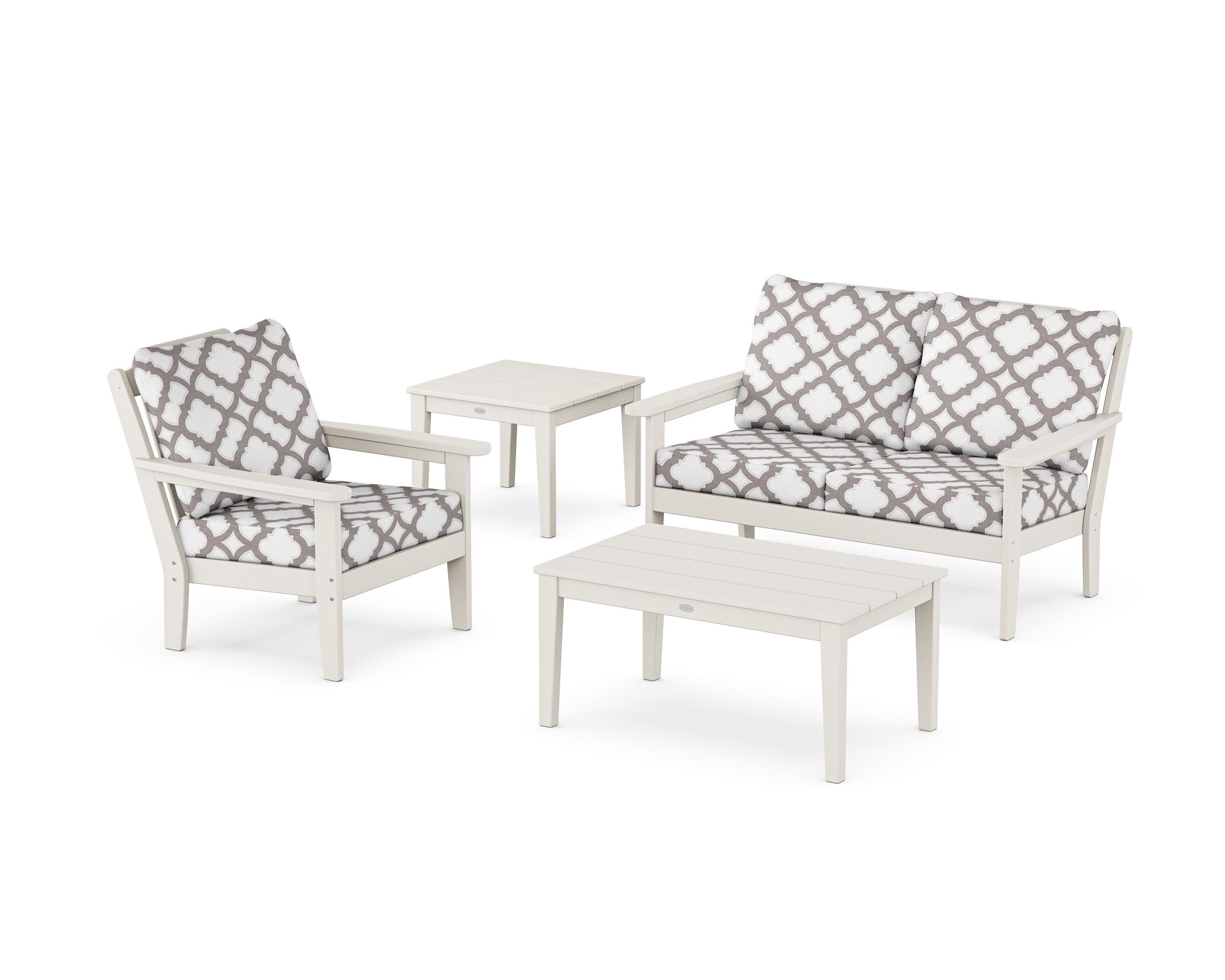 Wovendale 4-Piece Deep Seating Set in Sand / Trellis Grey Mist