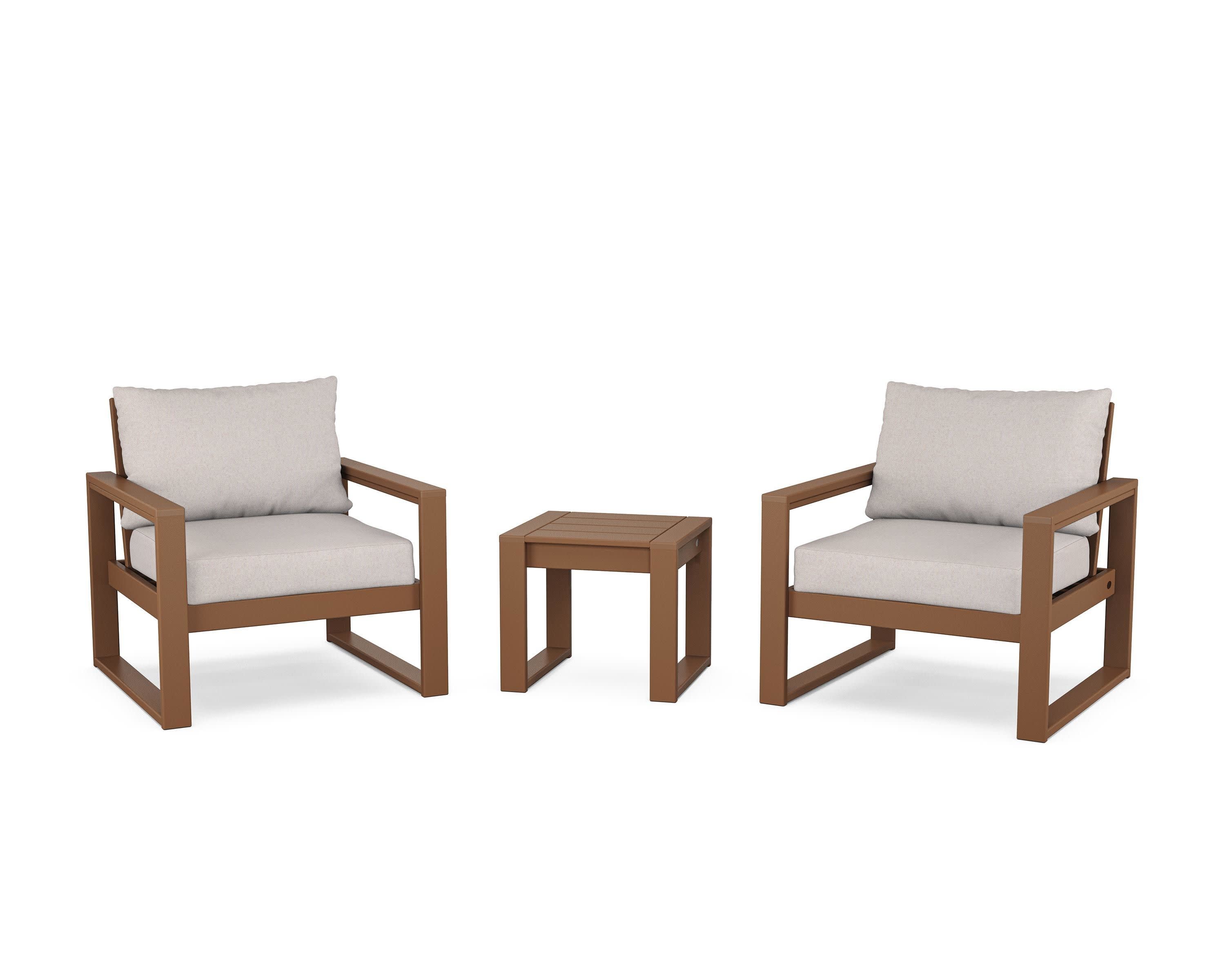 EDGE Sectional 3-Piece Deep Seating Set in Teak / Dune Burlap