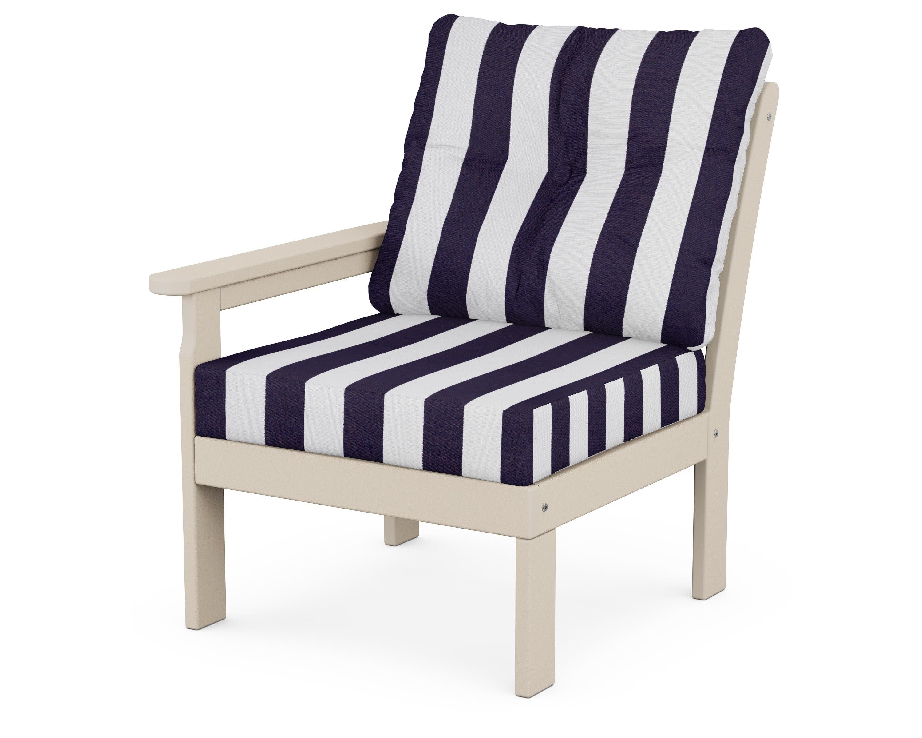 Vineyard Modular Left Arm Chair in Sand / Cabana Stripe Navy