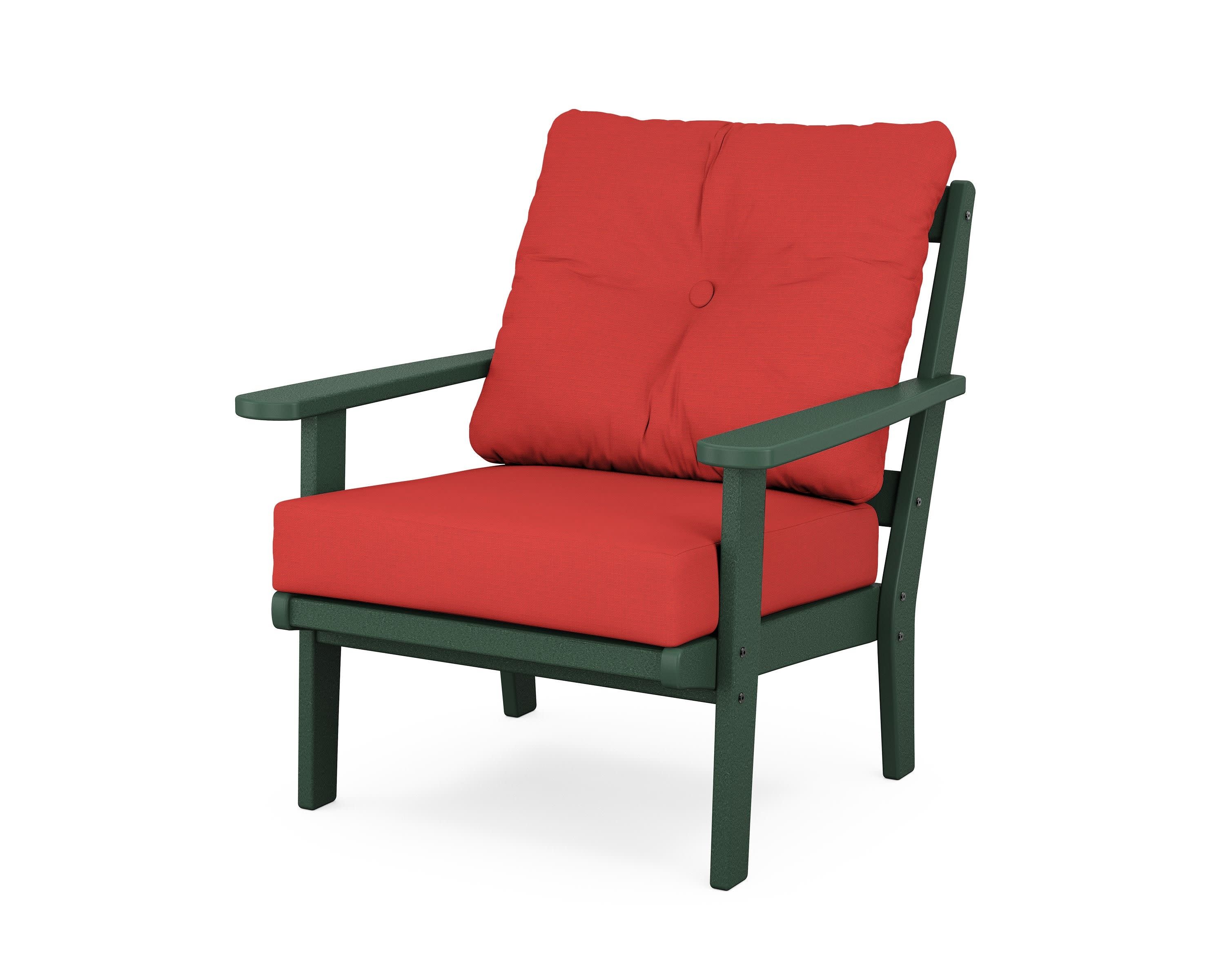 Mission Deep Seating Chair in Green / Crimson Linen