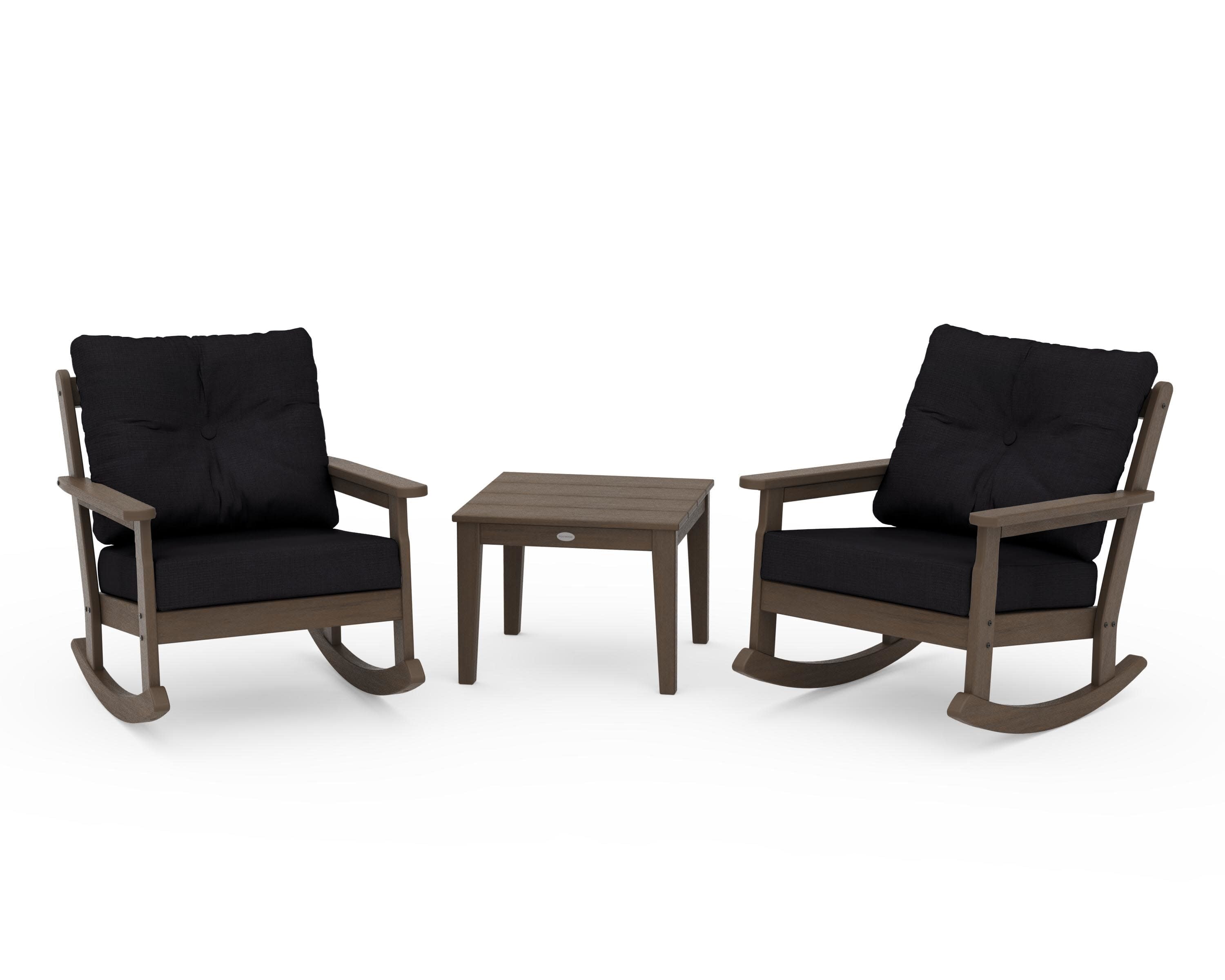 Vineyard 3-Piece Deep Seating Rocker Set in Kona / Midnight Linen