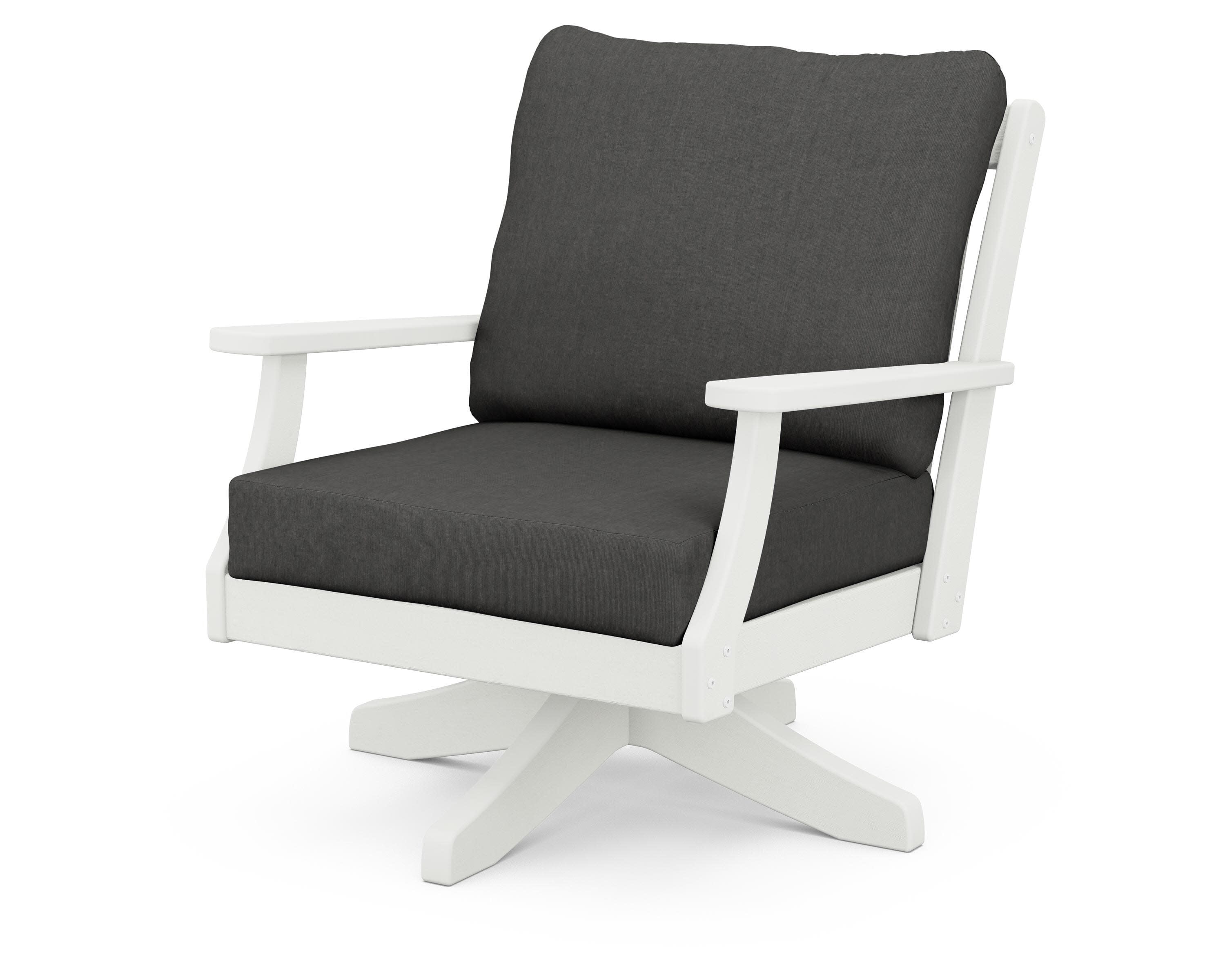 Braxton Deep Seating Swivel Chair in Vintage White / Spectrum Carbon