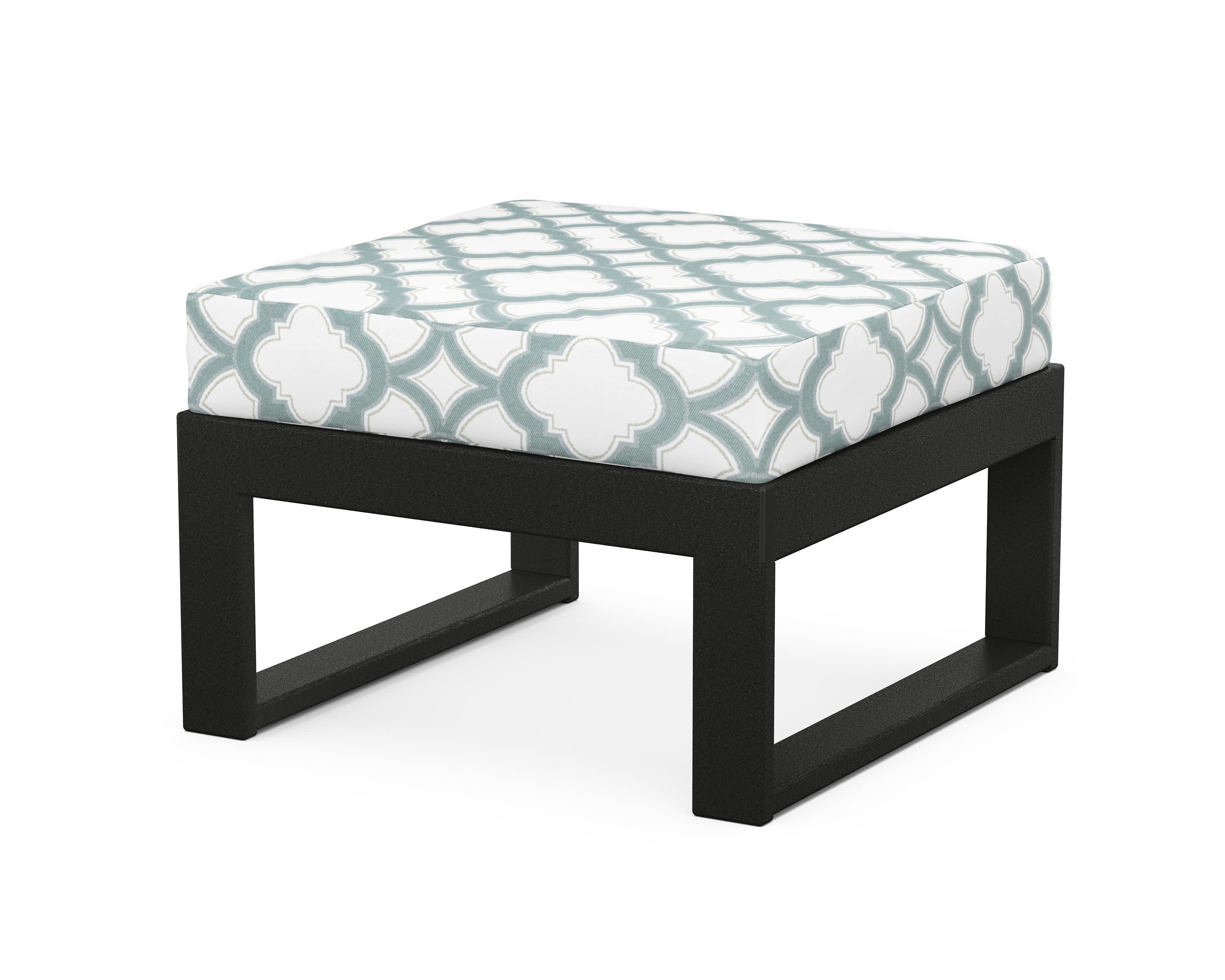 Modular Ottoman - Modern in Black / Trellis Glacier Spa