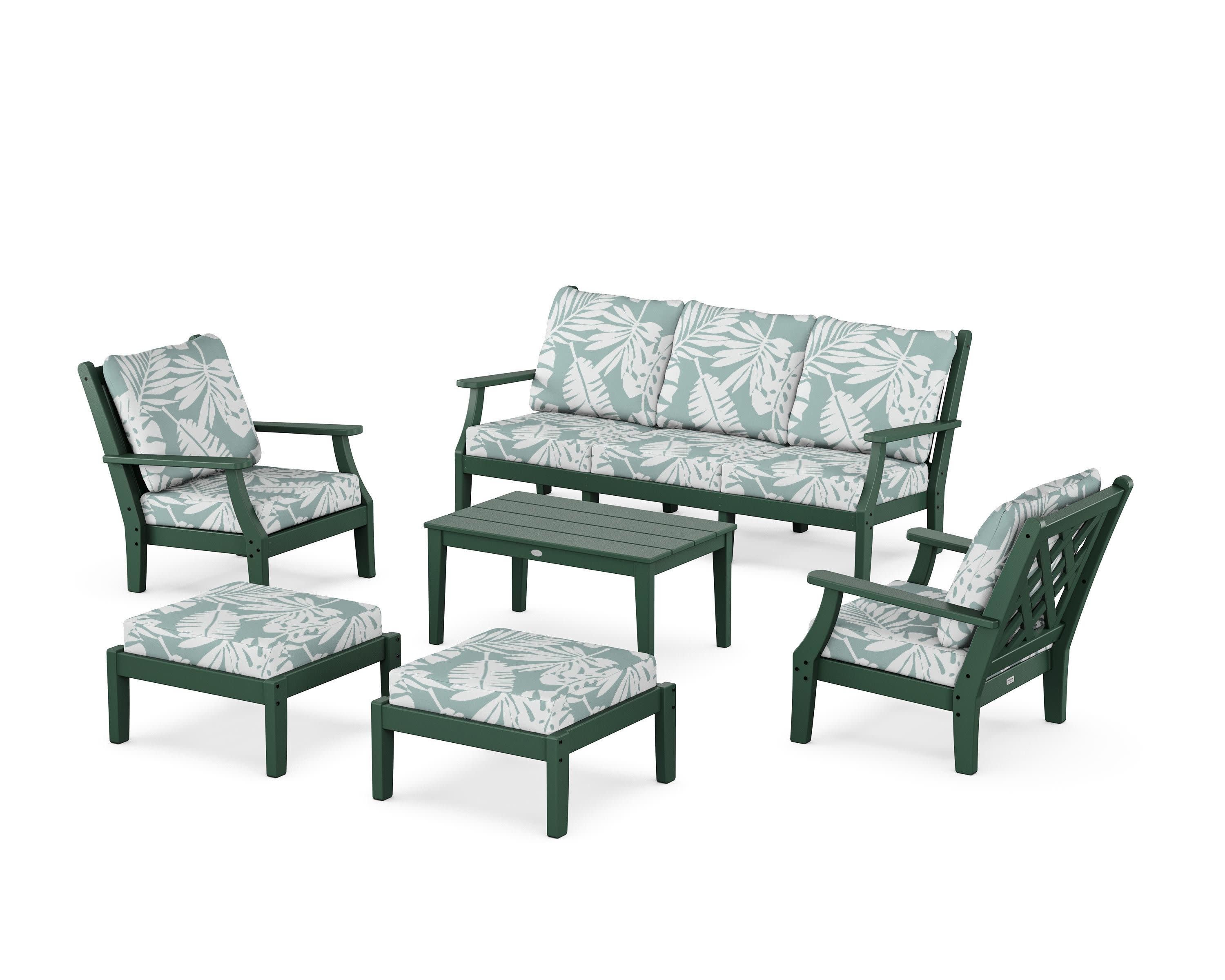 Wovendale 6-Piece Lounge Sofa Set in Green / Leaf Glacier Spa